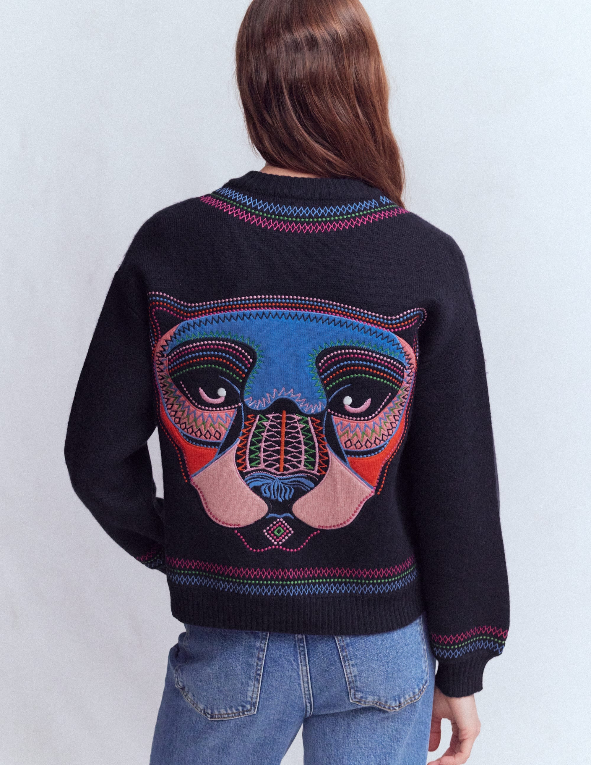 Abi Jacquard Cardigan-Navy, Tiger - Image 3