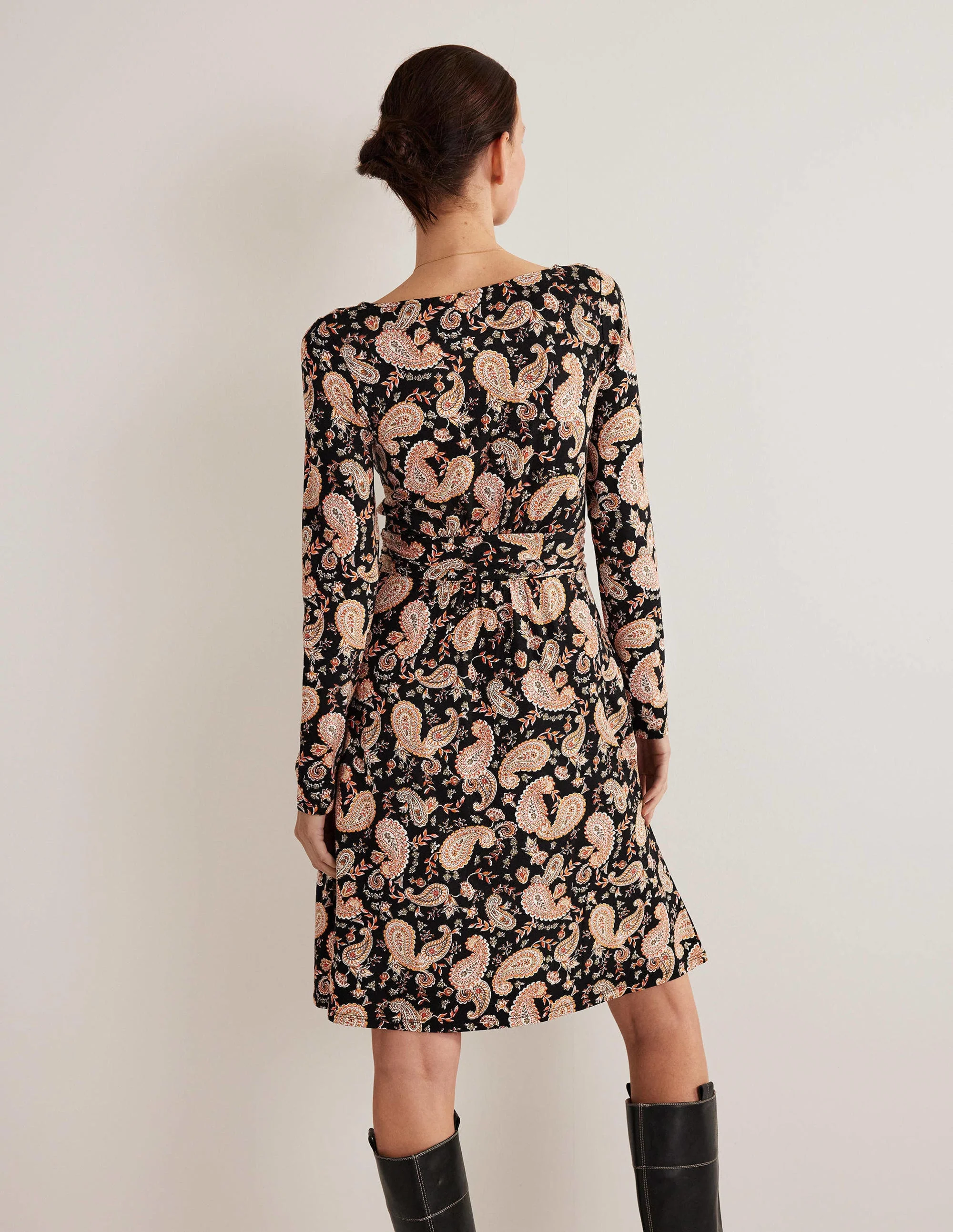 Abigail Jersey Dress-Black, Paisley Passion - Image 3