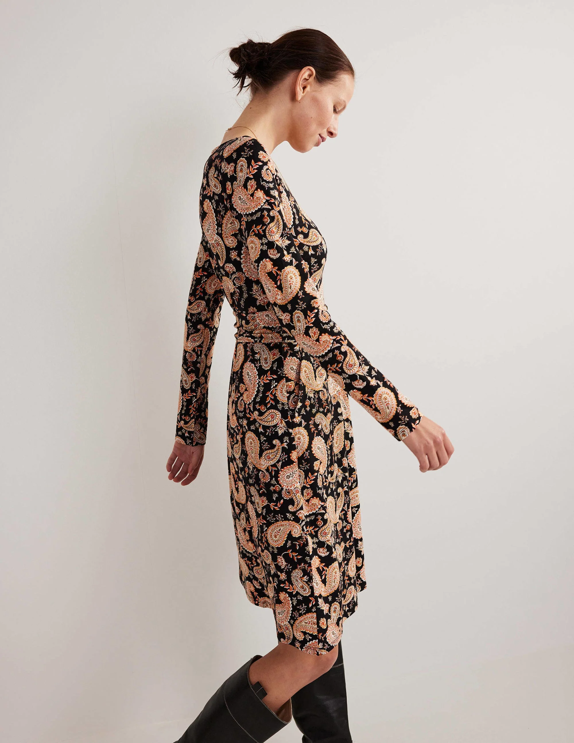 Abigail Jersey Dress-Black, Paisley Passion - Image 4