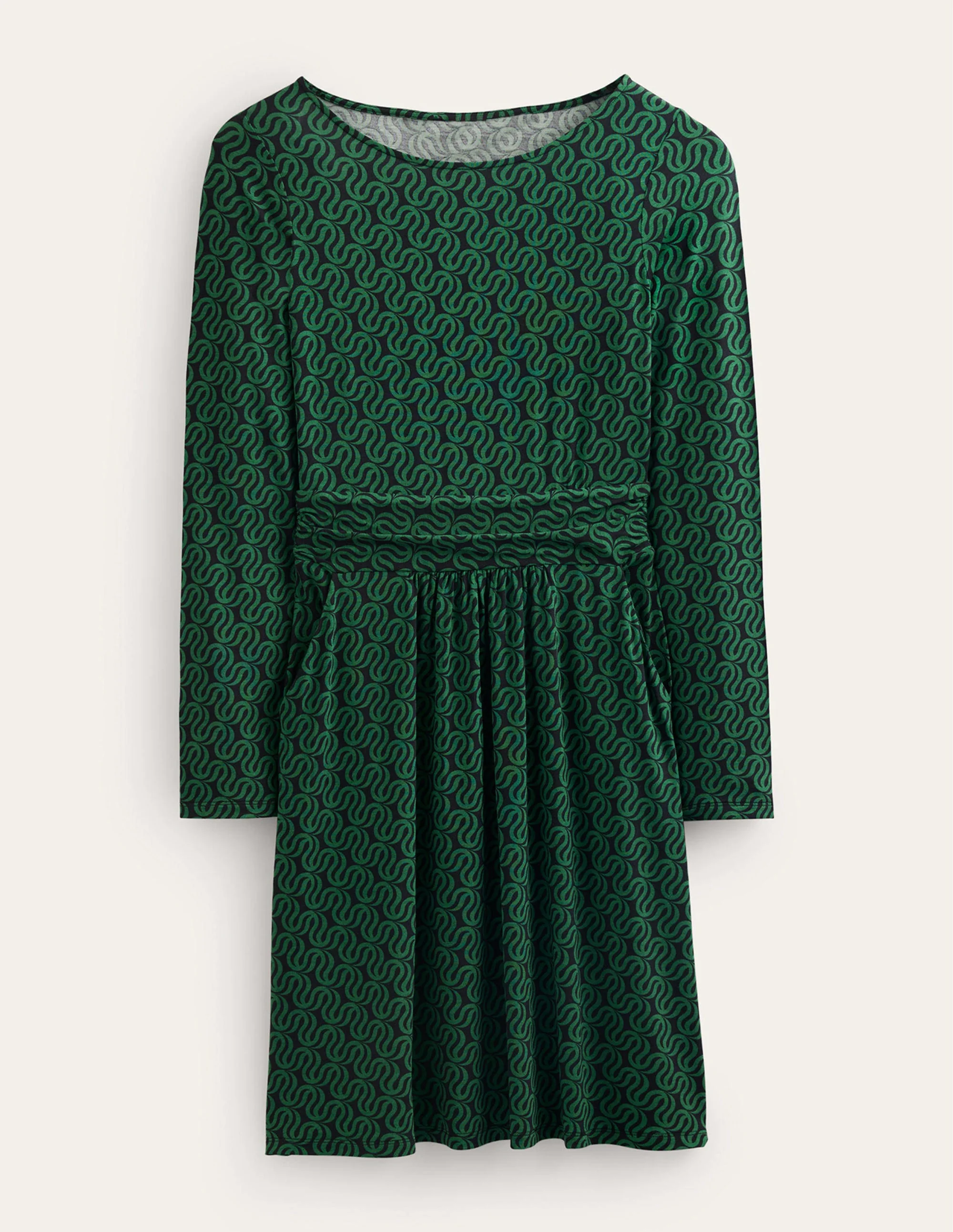 Abigail Jersey Dress-Black, Ribbon Wave - Image 7