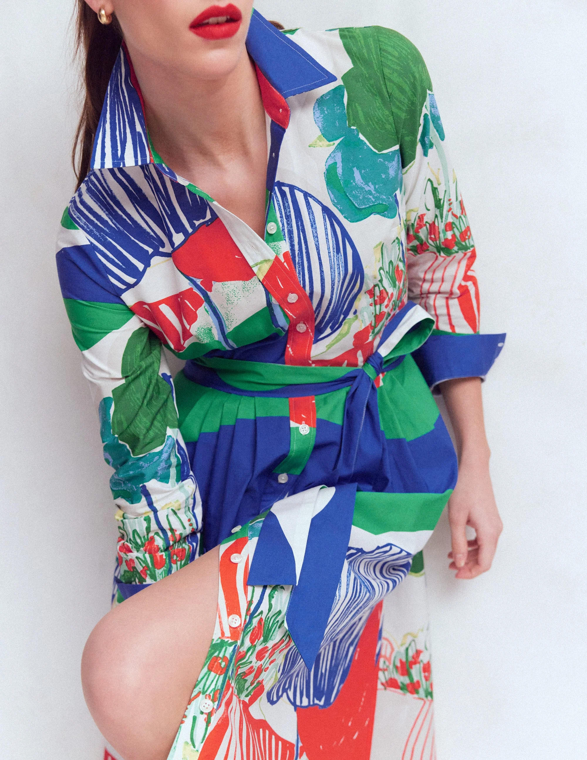 Alexa Long Sleeve Midi Dress-Multi Abstract Valley - Image 5