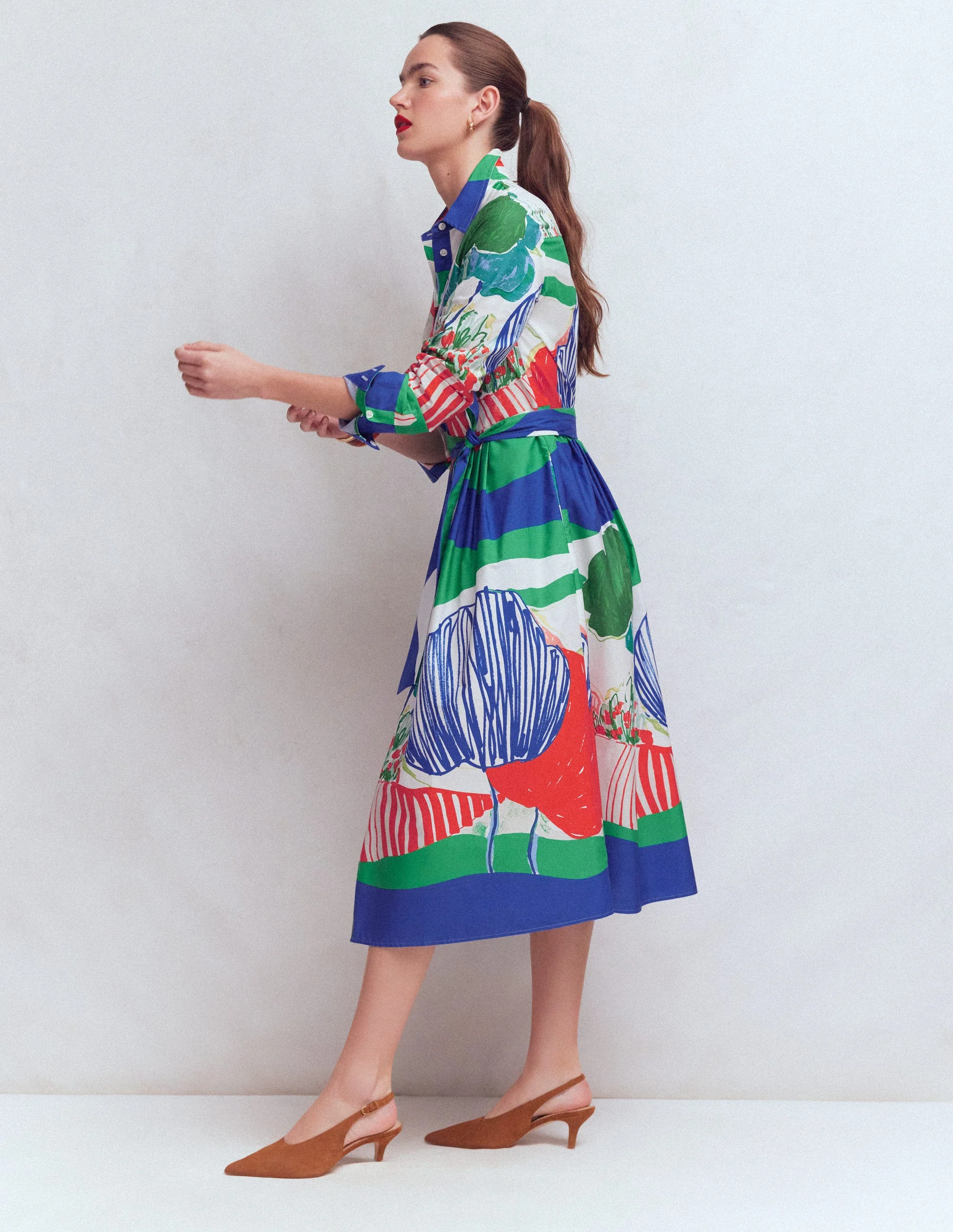 Alexa Long Sleeve Midi Dress-Multi Abstract Valley - Image 6