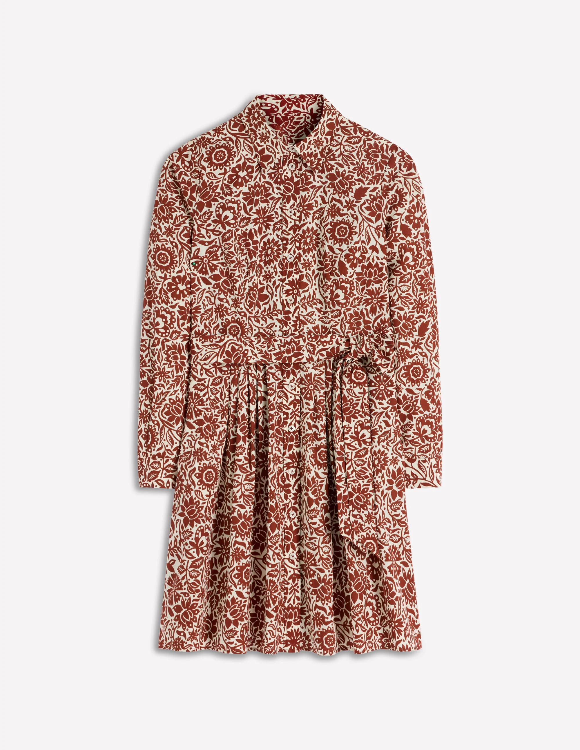Alexa Long Sleeve Short Dress-Brown, Meadow Scatter - Image 7