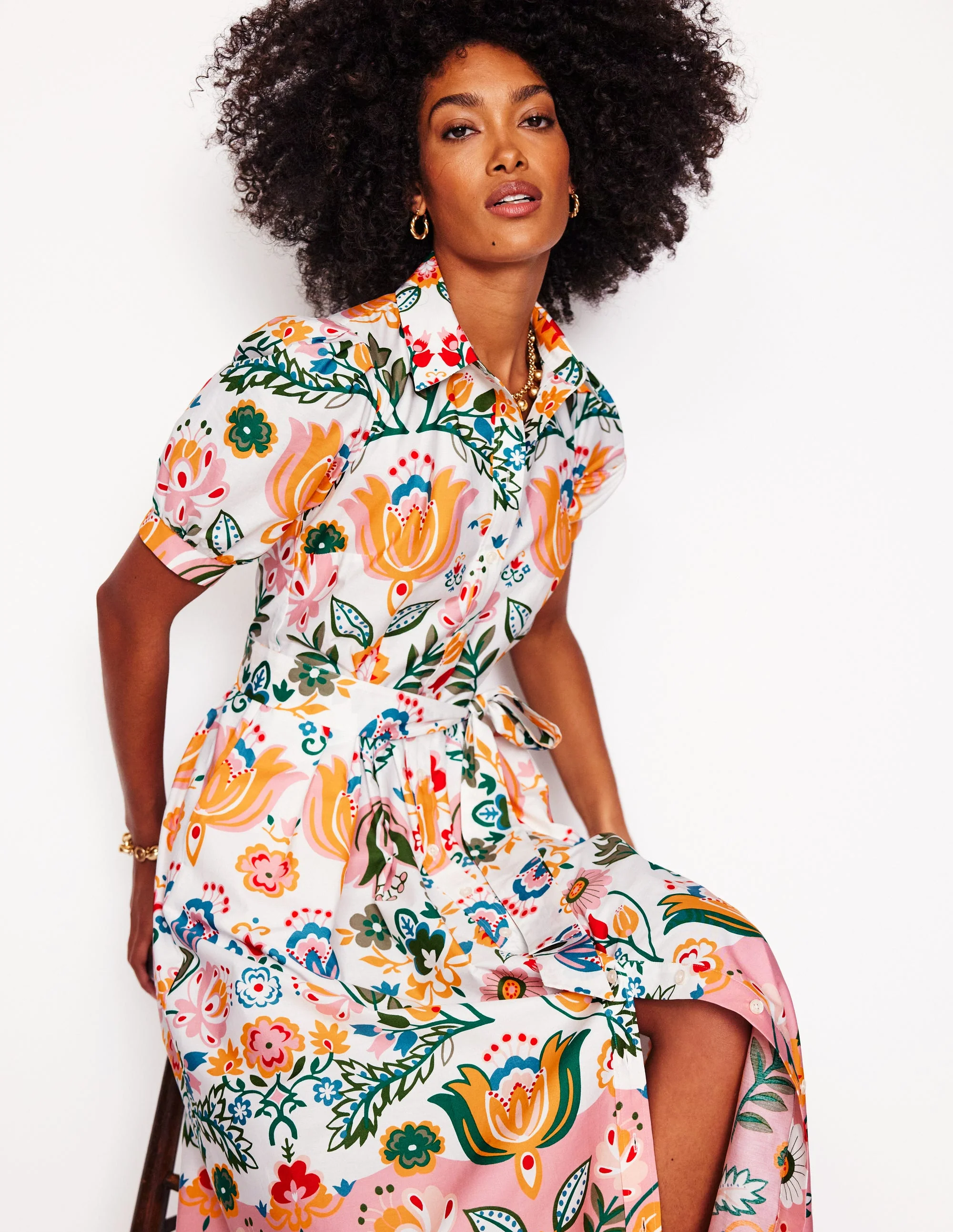 Alexa Maxi Shirt Dress-Ivory, Tulip Fusion - Image 4