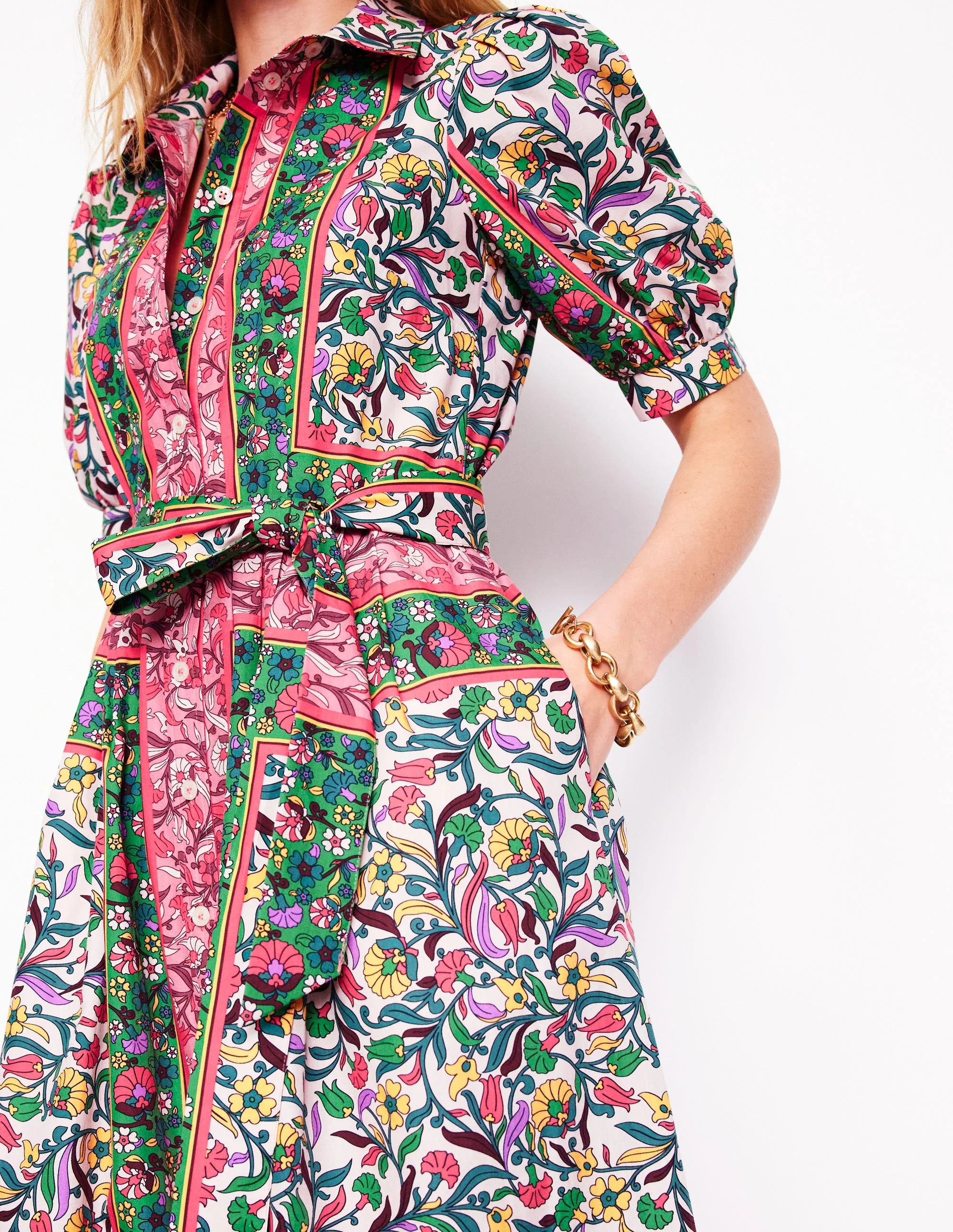 Alexa Maxi Shirt Dress-Multi, Enchanting Vine - Image 3