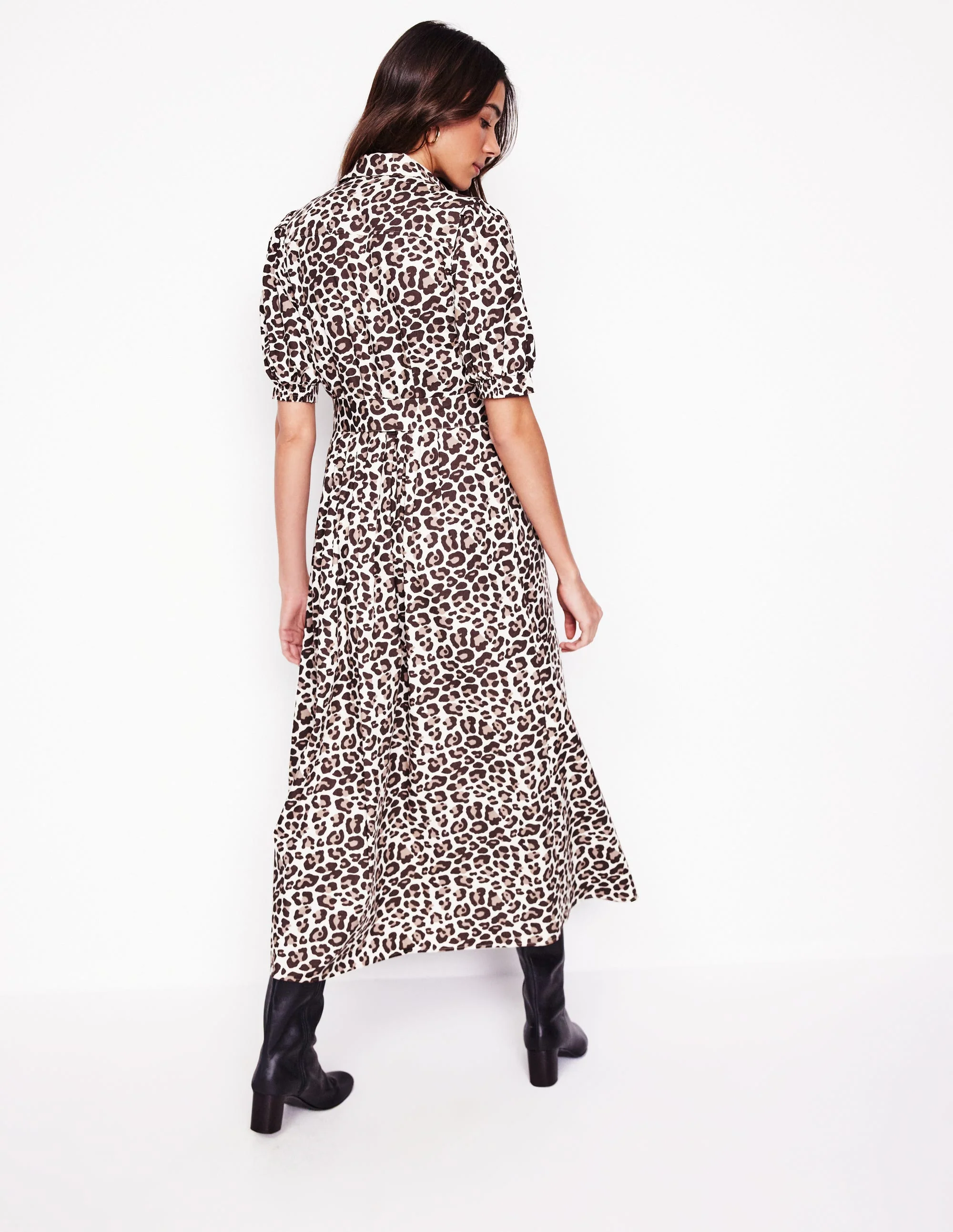 Alexa Maxi Shirt Dress-Sandpiper Beige, Cheetah Pop - Image 3