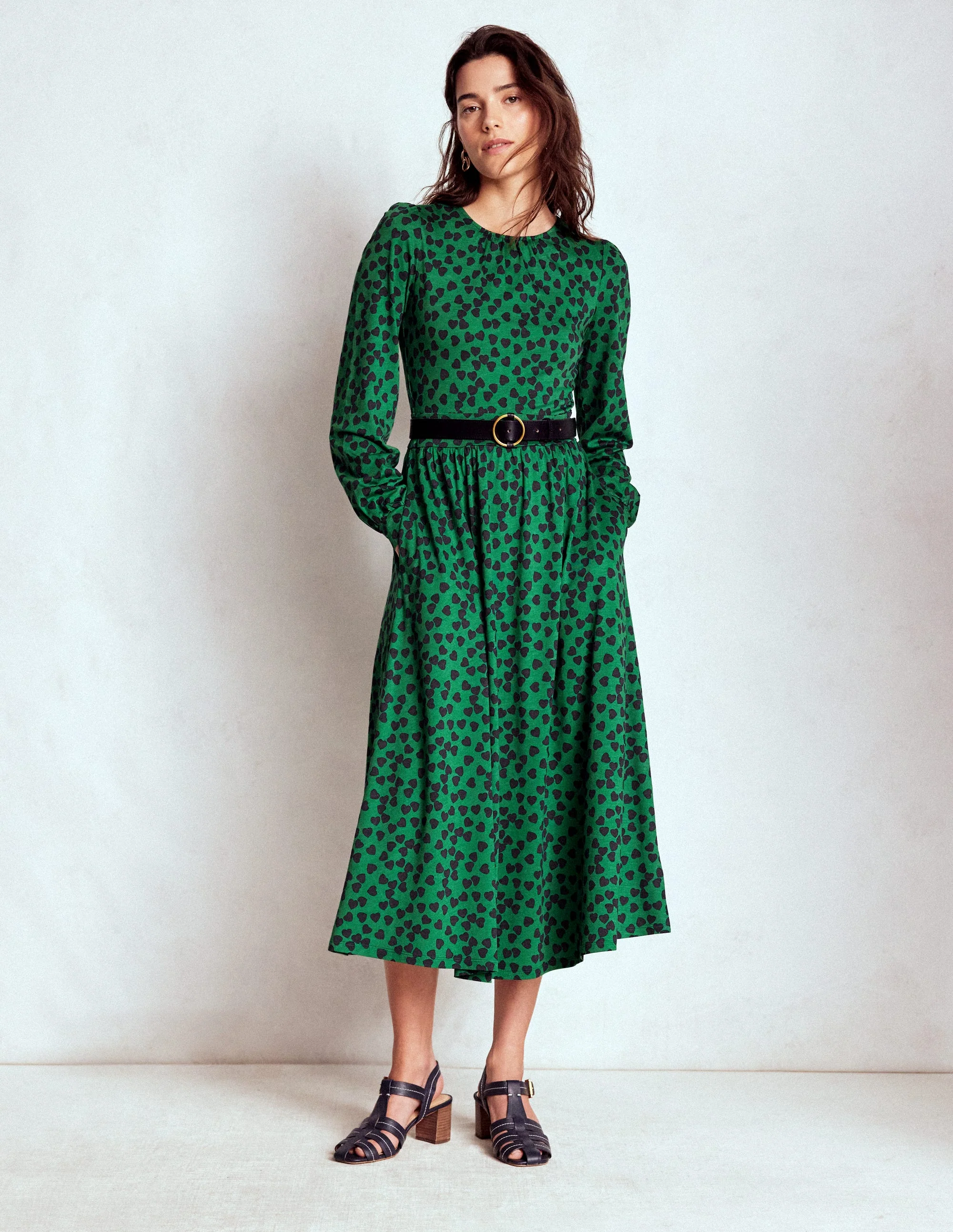 Alexandra Jersey Midi Dress-French Navy, Heart Cascade - Image 5