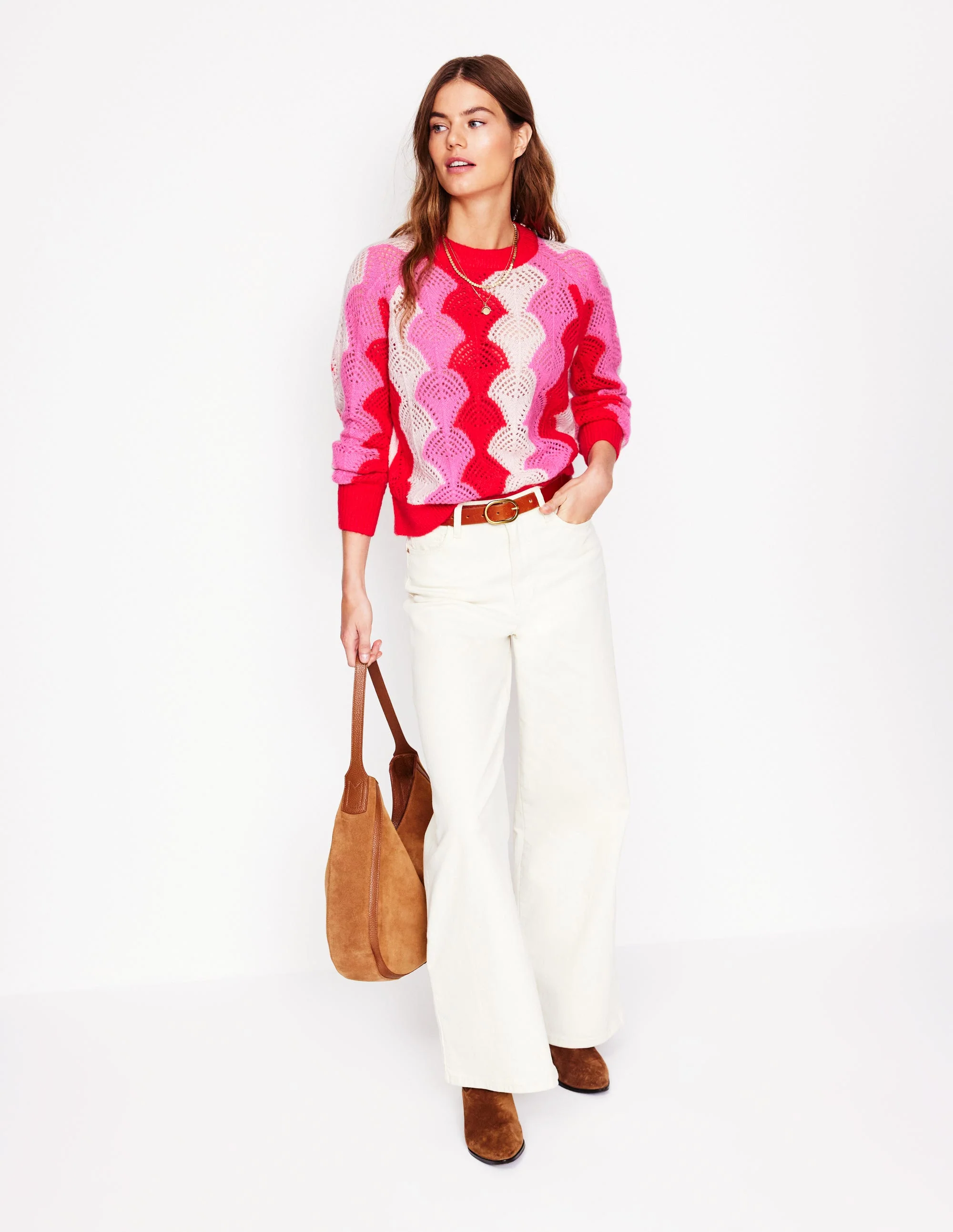 Alice Fluffy Raglan Jumper-Poppy Red/ Chalk/ Tickled Pink - Image 5