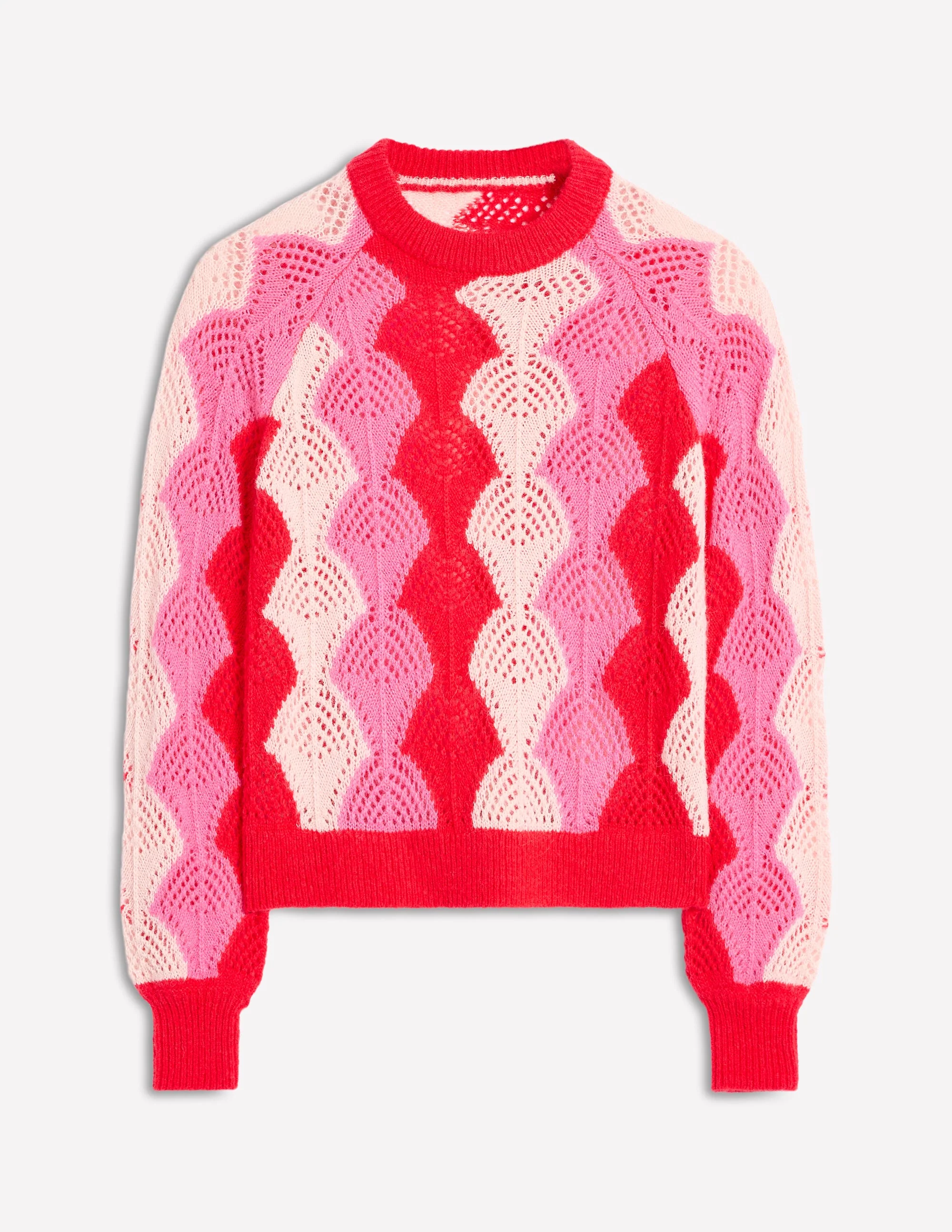 Alice Fluffy Raglan Jumper-Poppy Red/ Chalk/ Tickled Pink - Image 6