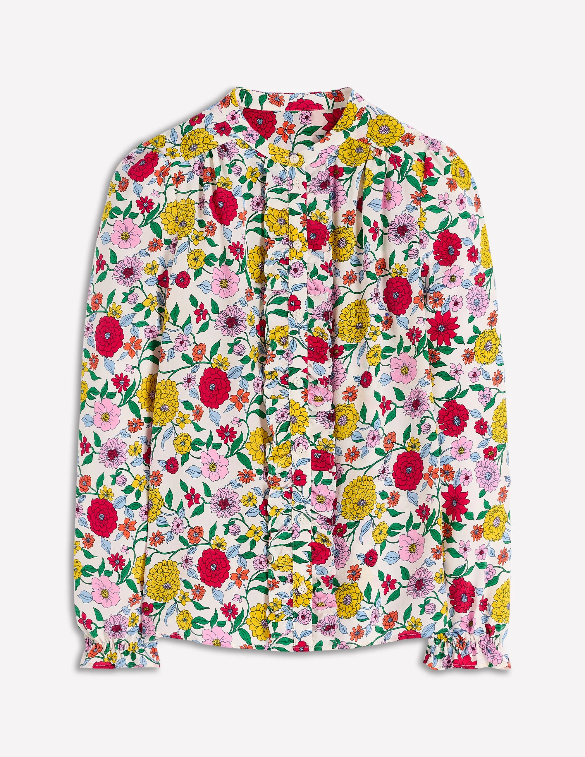 Alice Frill Front Silk Top-Multi, Dahlia Trail - Image 8