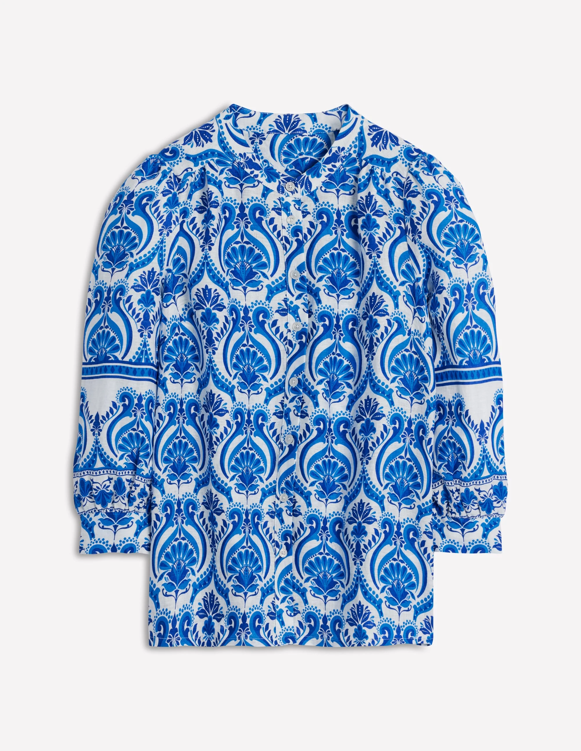 Alicia Linen Top-Blue, Ornamental Floral - Image 9