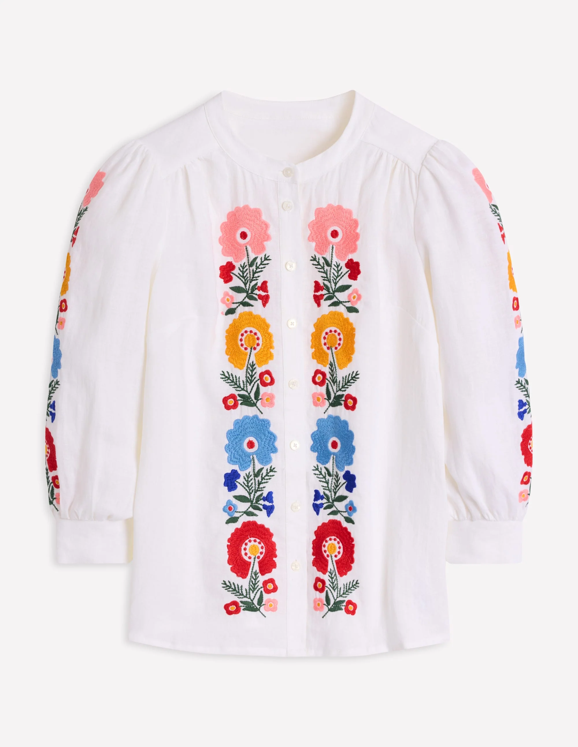 Alicia Linen Top-White, Floral Embroidery - Image 11