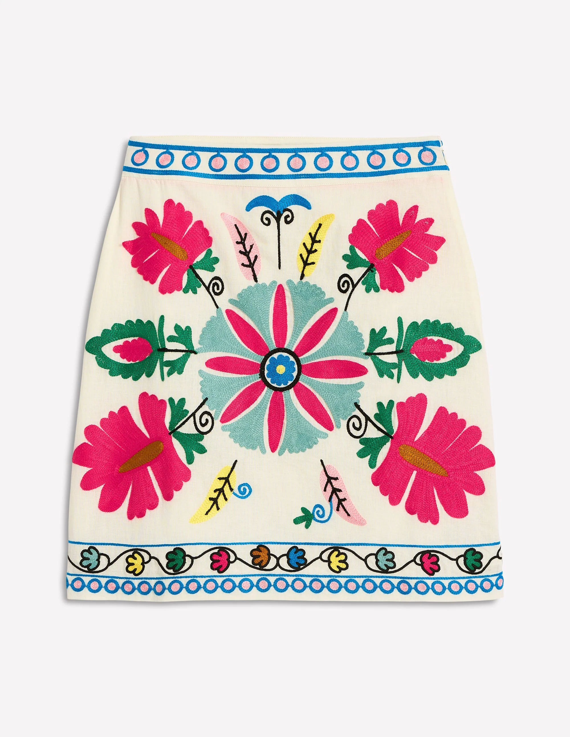 Aline Embroidered Linen Skirt-Ivory Embroidery - Image 6