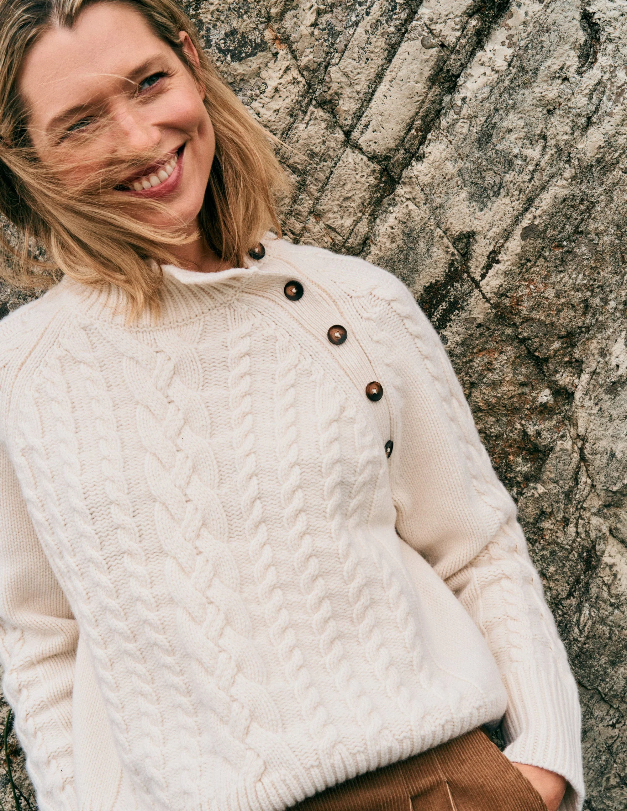 Amara Merino Cable Sweater-Warm Ivory - Image 2