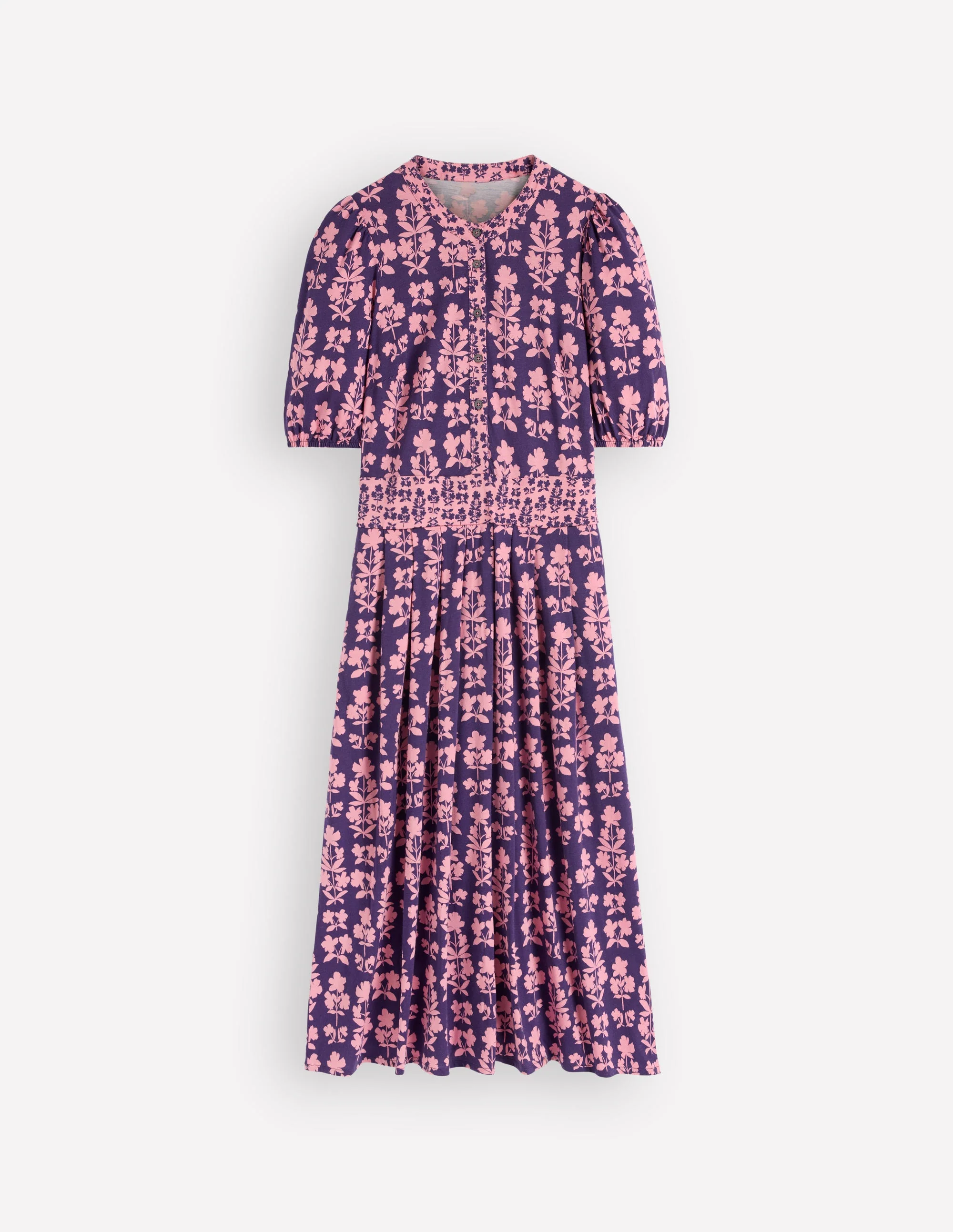 Amber Pleat Jersey Midi Dress-Calla Lilly, Blossom Grove - Image 6
