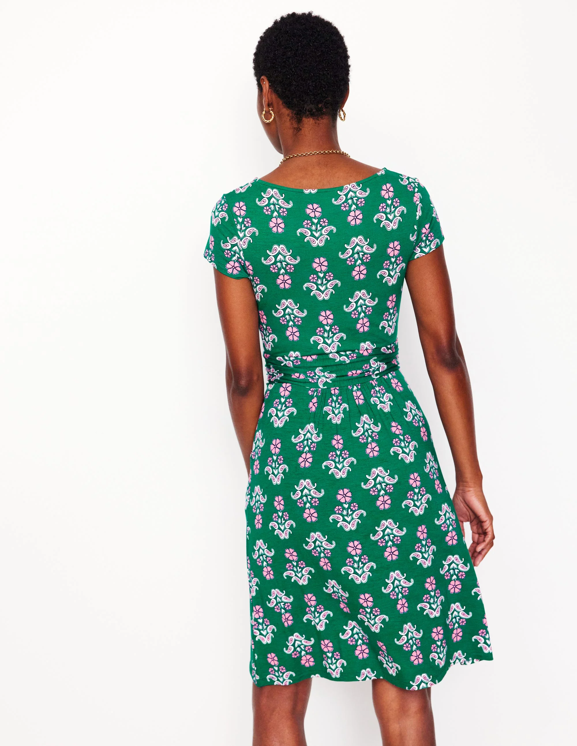 Amelie Jersey Dress-Forest Grass, Pansy Stamp - Image 2