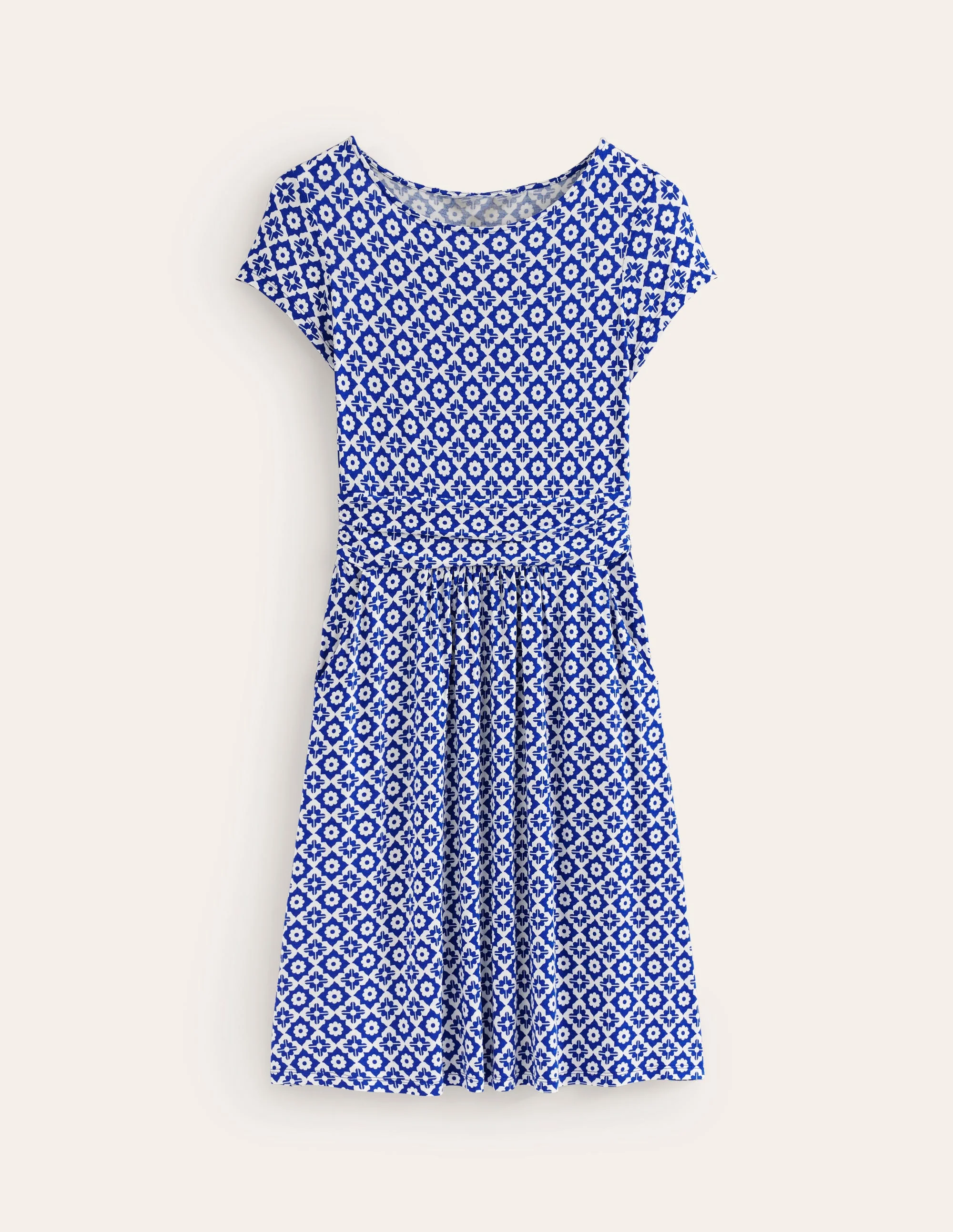 Amelie Jersey Dress-Surf The Web, Geometric Stamp - Image 6