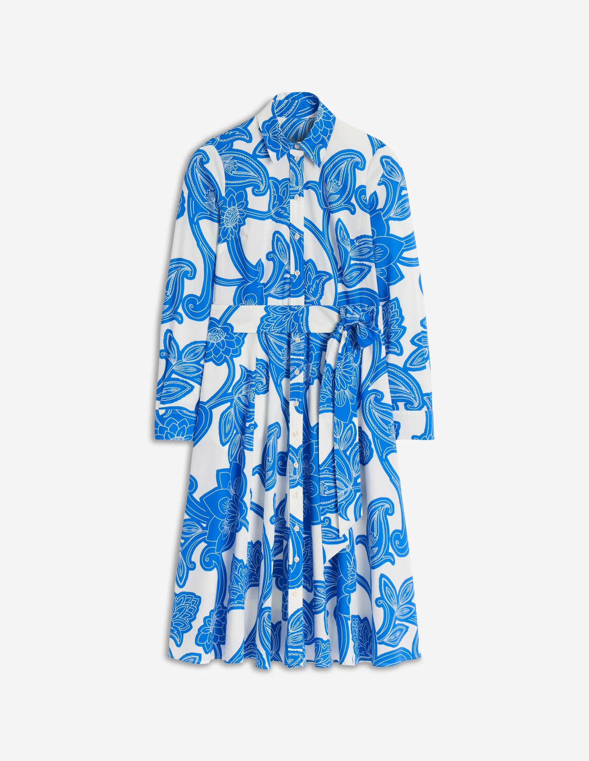 Amy Cotton Midi Shirt Dress-Cerulean Blue, Paisley Whirl - Image 5