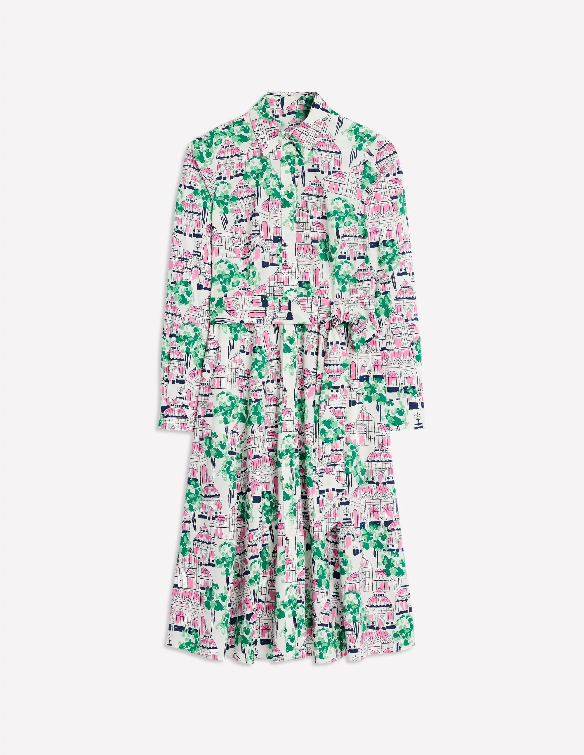 Amy Cotton Midi Shirt Dress-Ivory, Botanical Greenhouse - Image 5