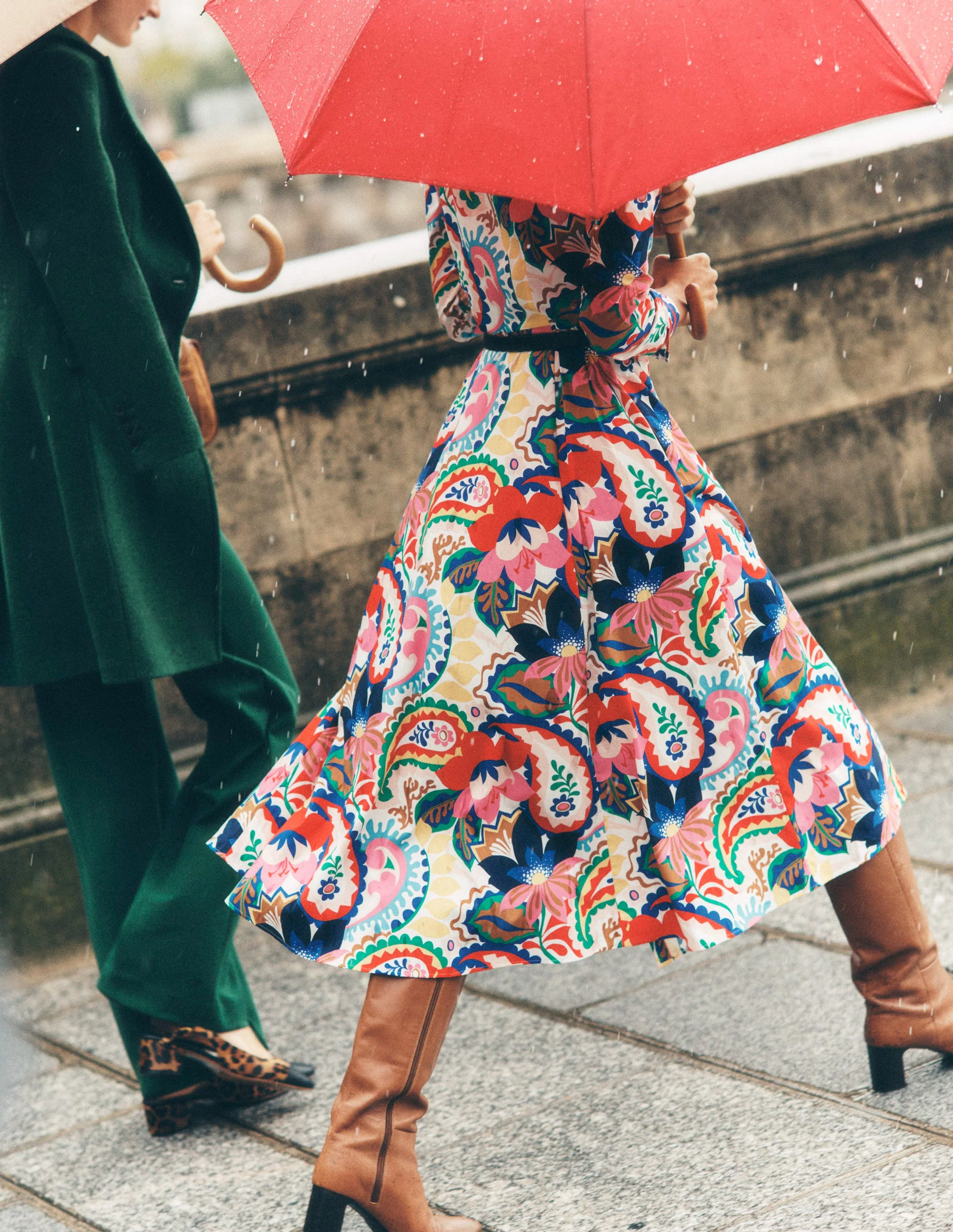 Amy Cotton Midi Shirt Dress-Ivory, Botanical Paisley - Image 2