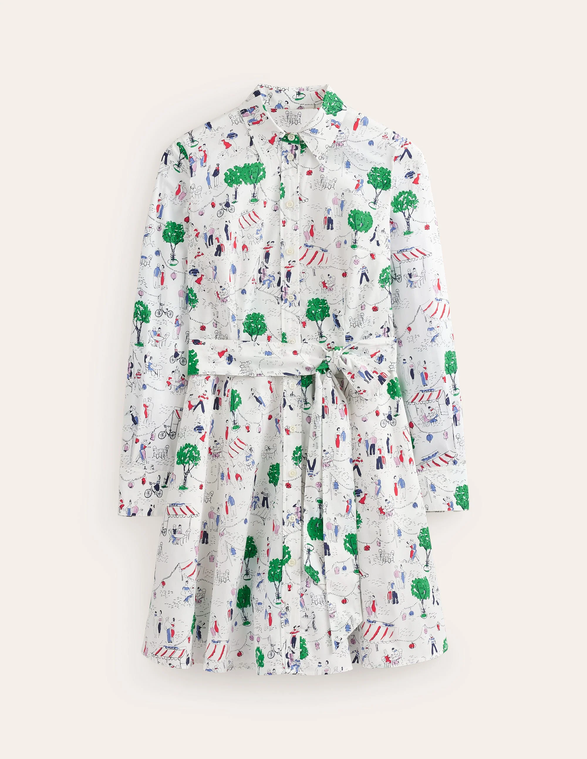 Amy Cotton Short Shirt Dress-Ivory, Paris Scene - Image 9