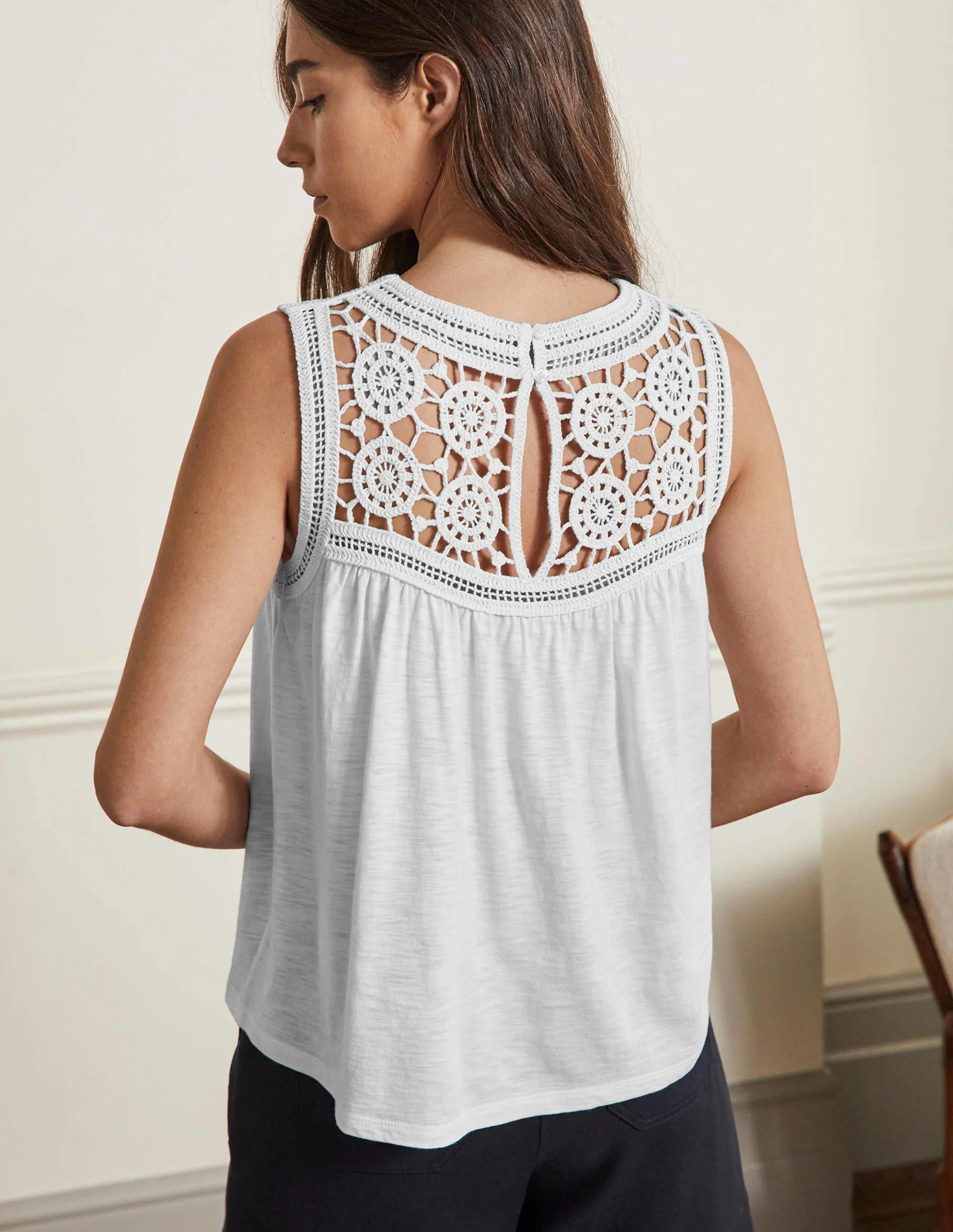 Anais Crochet Jersey Top-White - Image 3