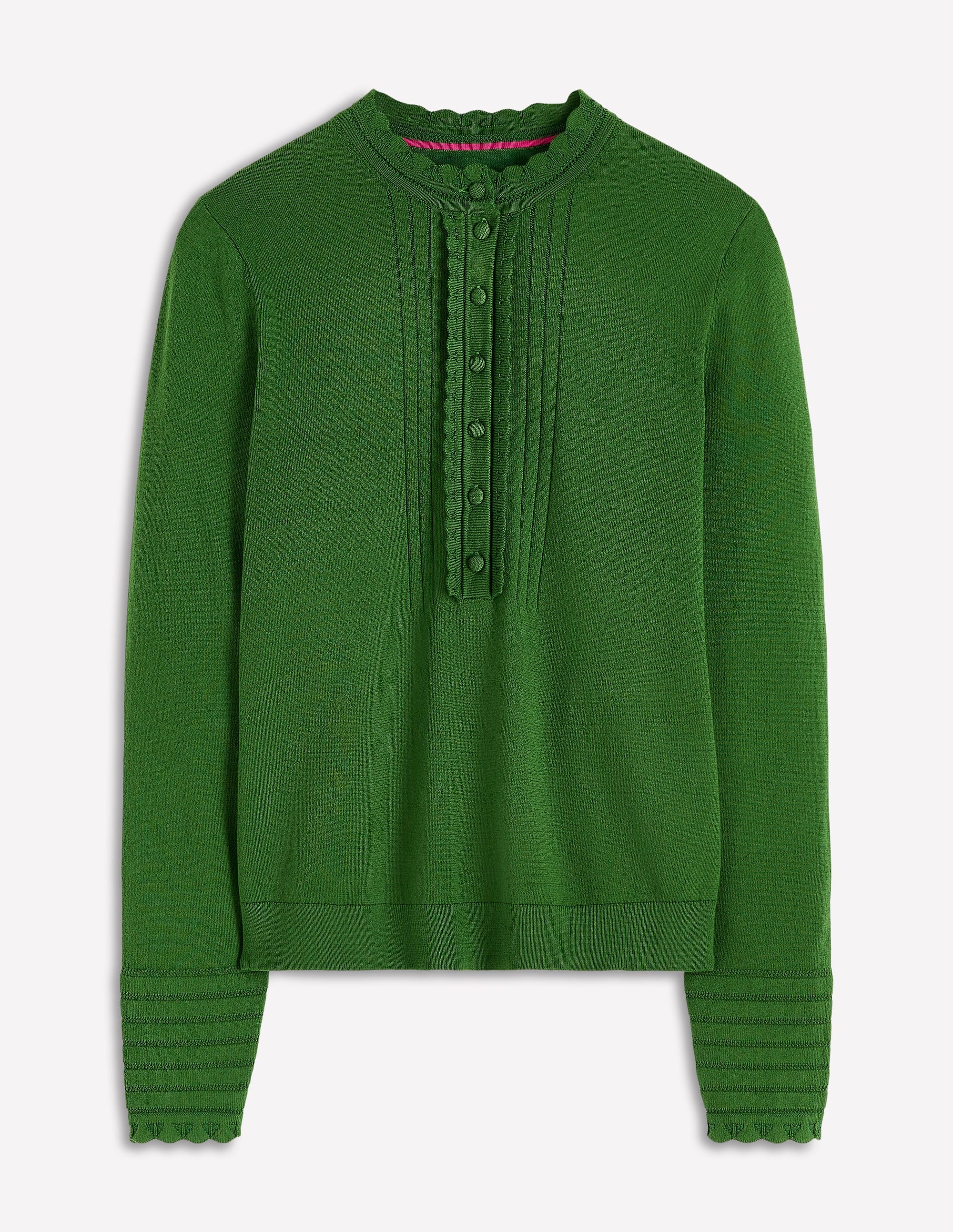 Angela Cotton Scallop Sweater-Promenade Green - Image 3