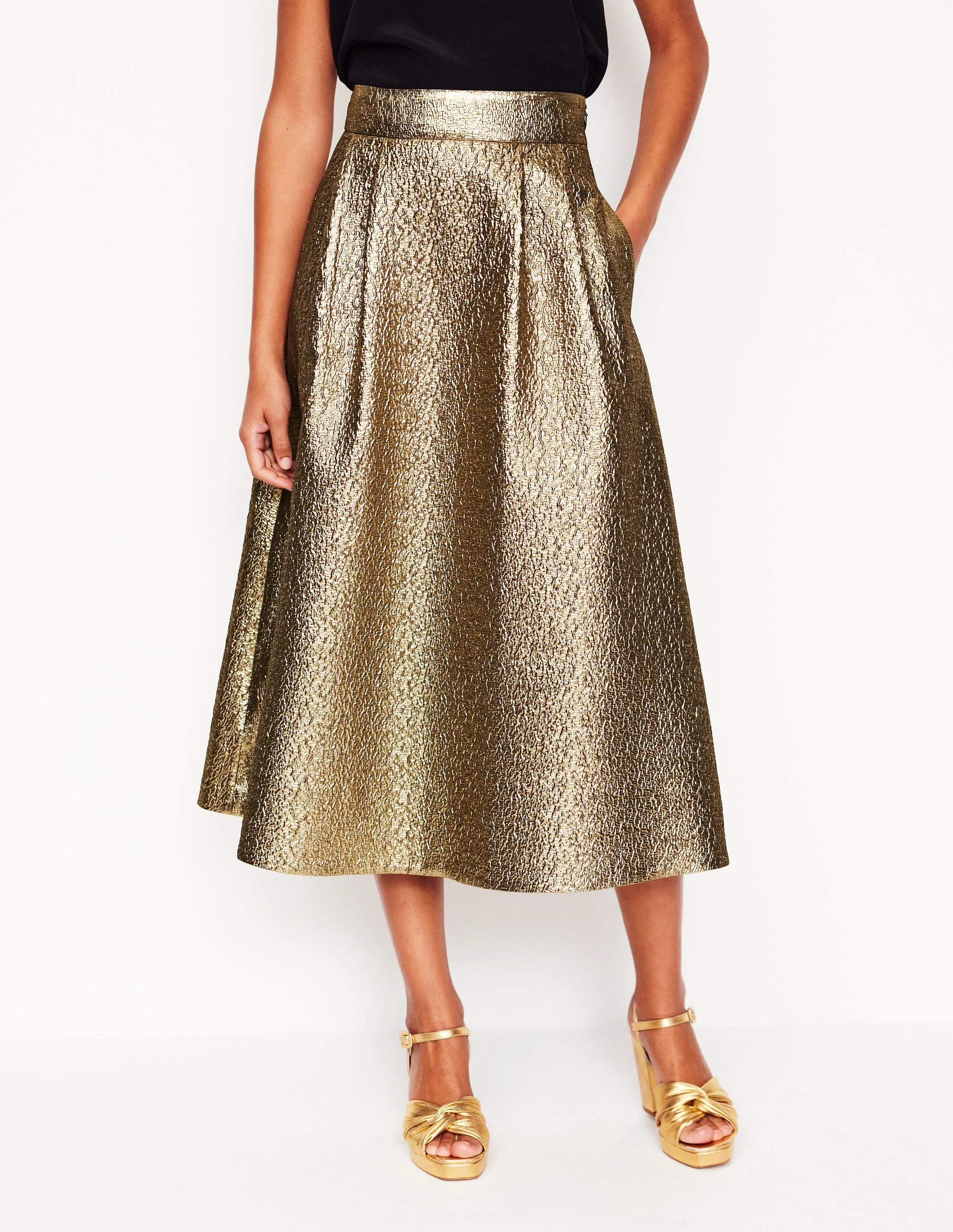 Angelica Jacquard Skirt-Gold - Image 4