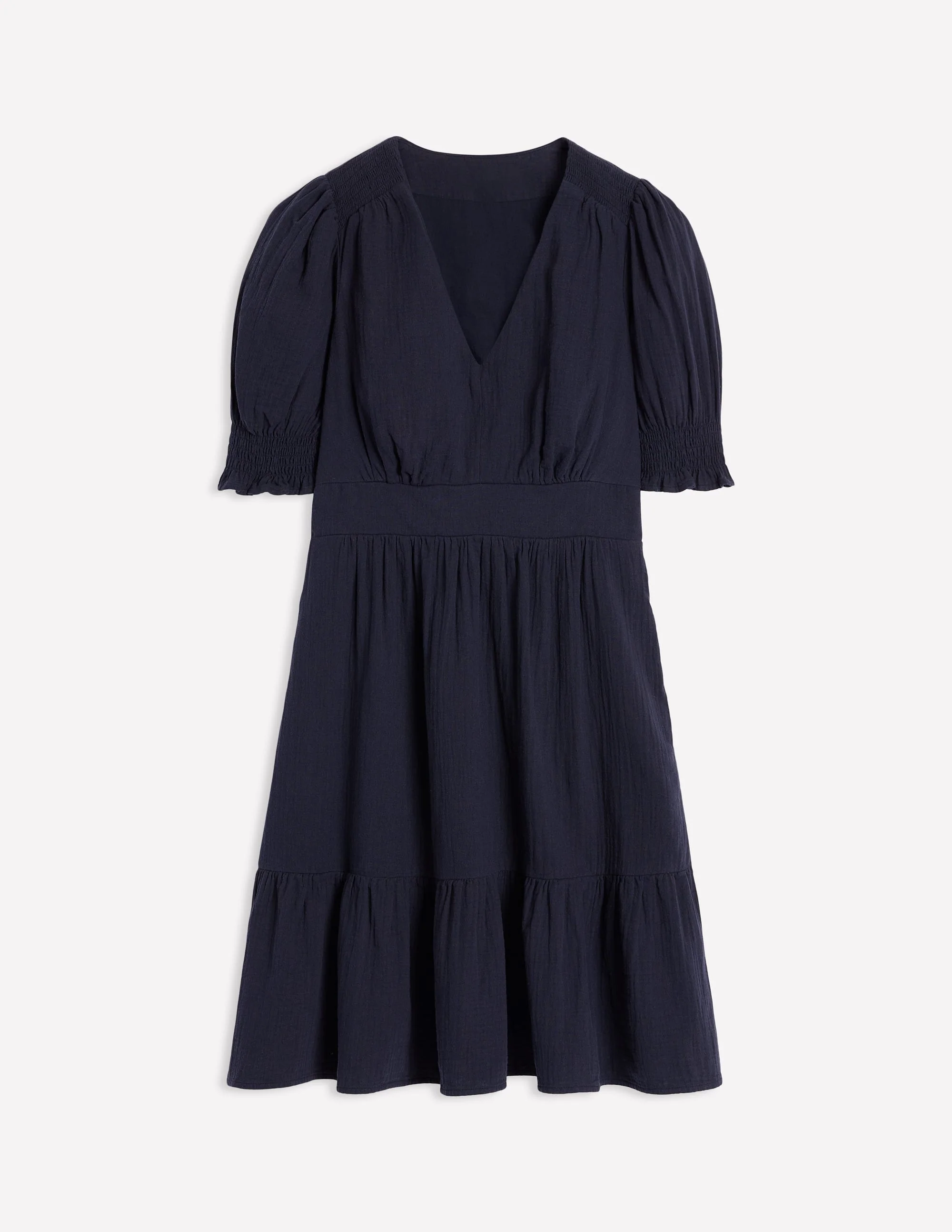 Anna Double Cloth Short Dress-Navy - Image 5