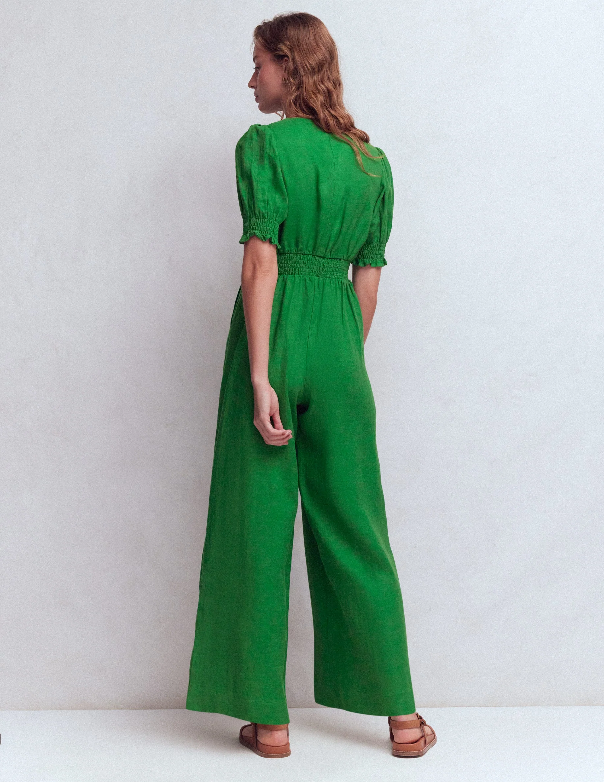 Anna Linen Jumpsuit-Amazon Green - Image 3
