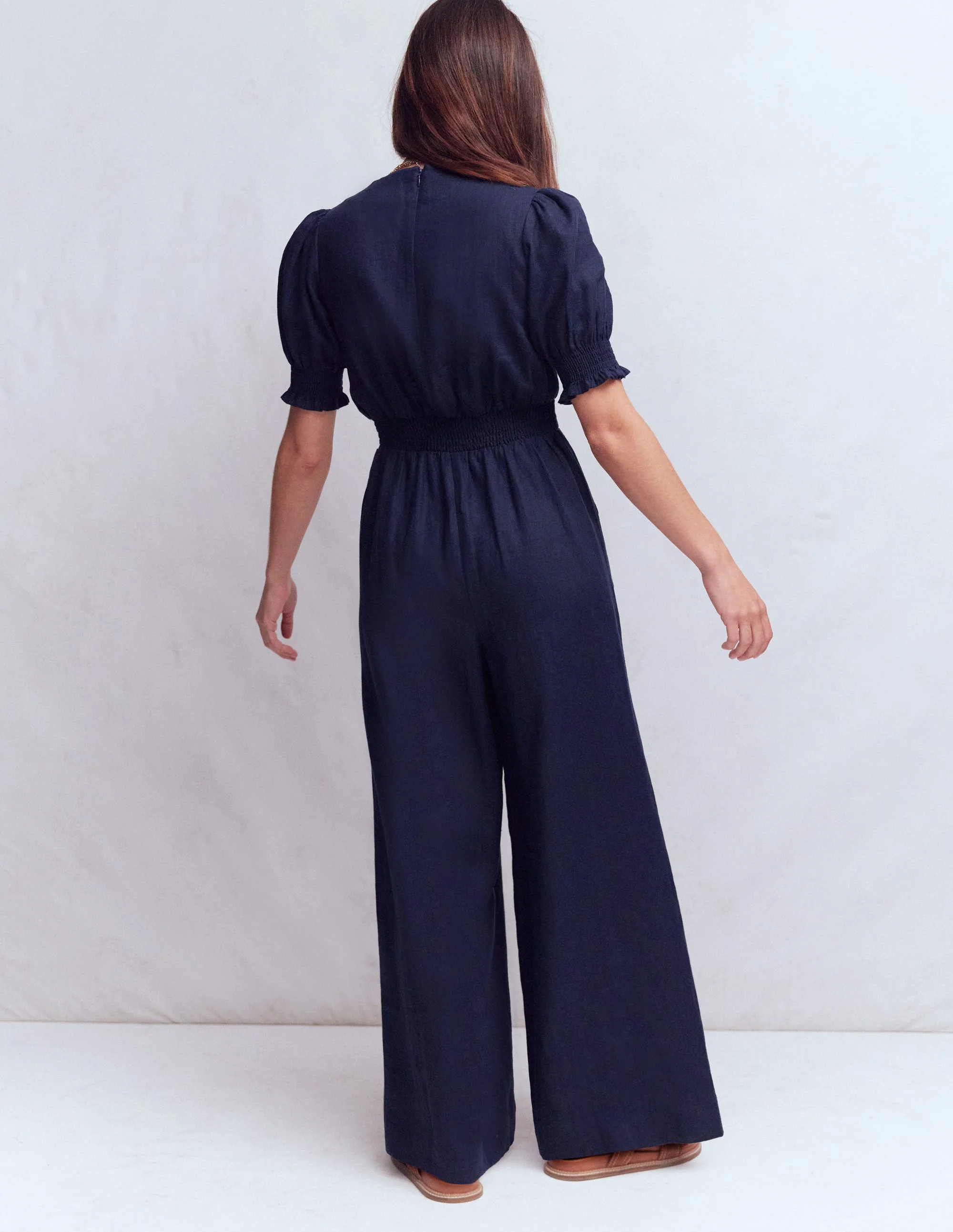 Anna Linen Jumpsuit-Navy - Image 3