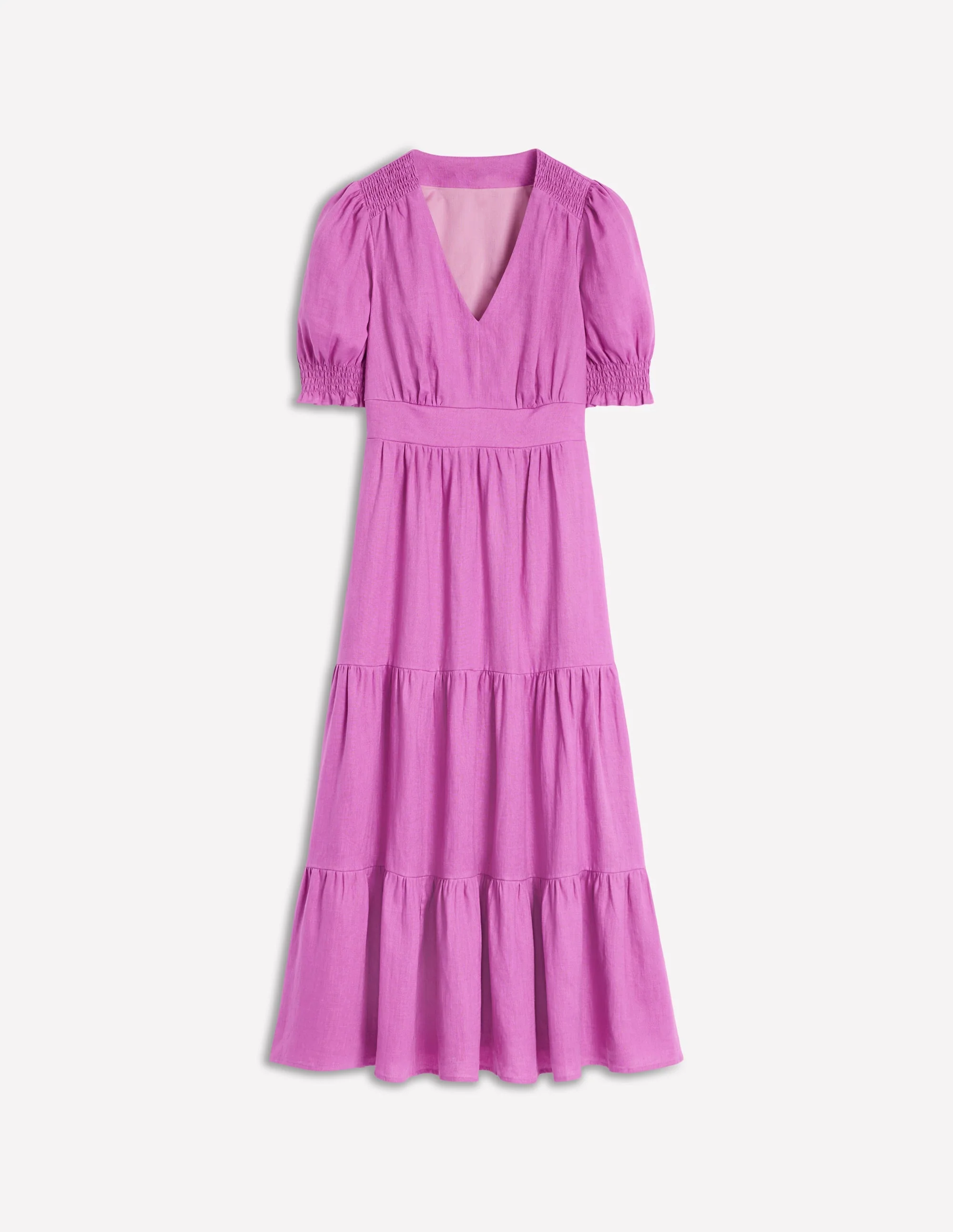 Anna Linen Tiered Midi Dress-Foxglove Purple - Image 5
