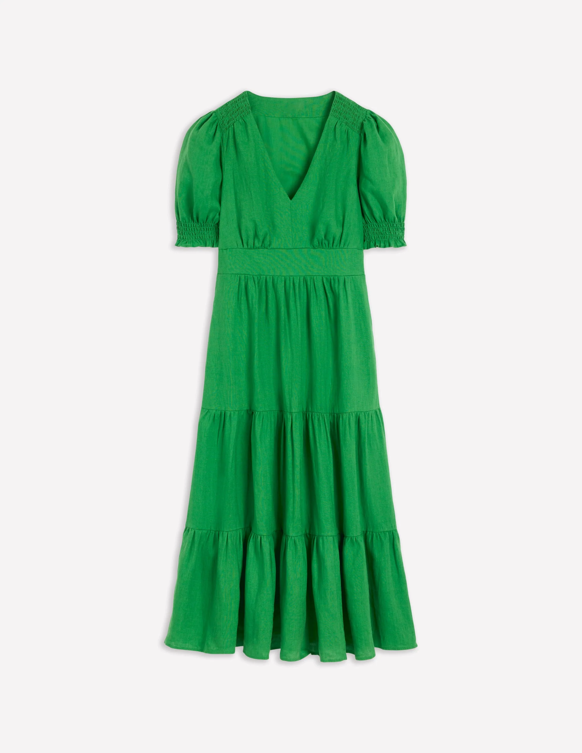 Anna Linen Tiered Midi Dress-Paradise Green - Image 6