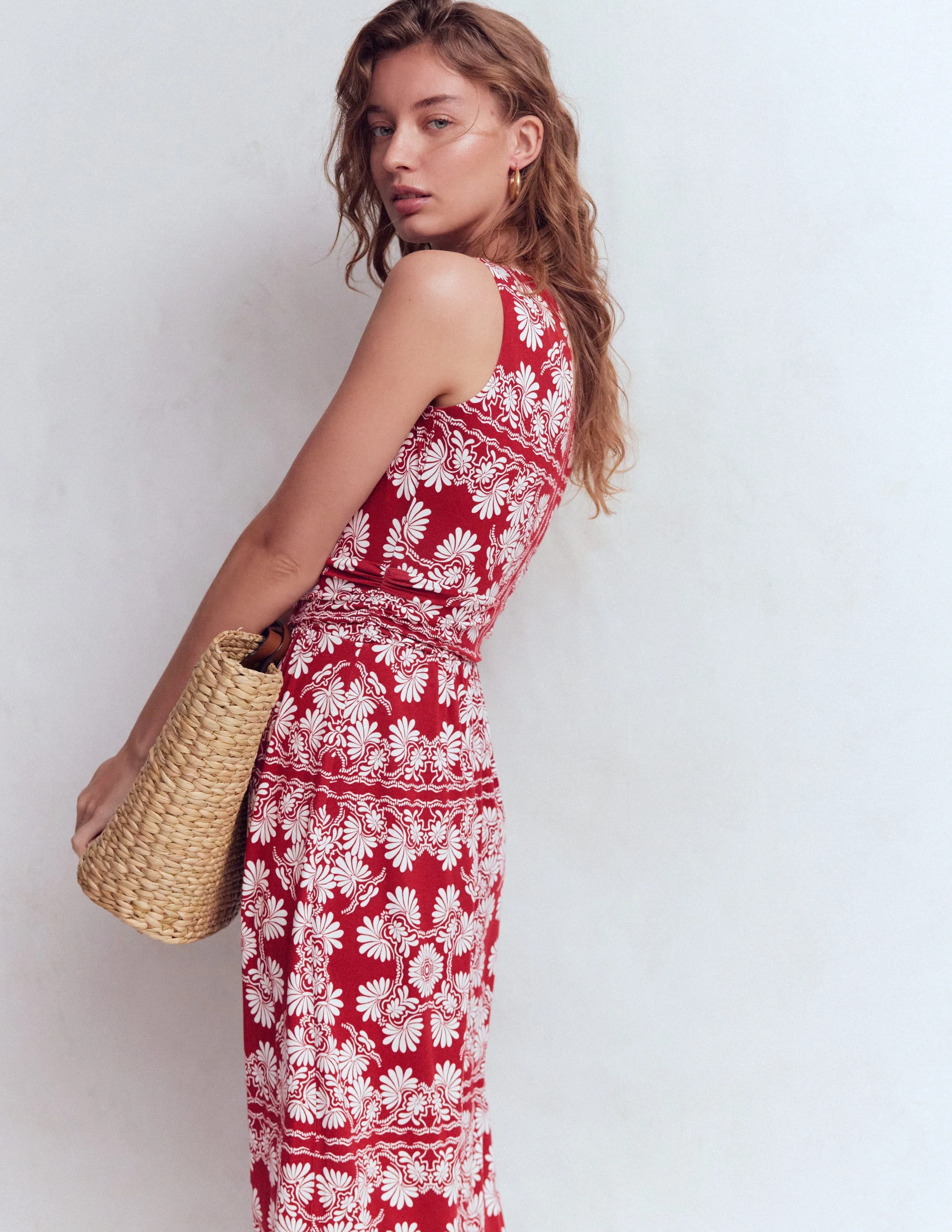Antonia Jersey Maxi Dress-Rich Chestnut, Botanical Charm - Image 5