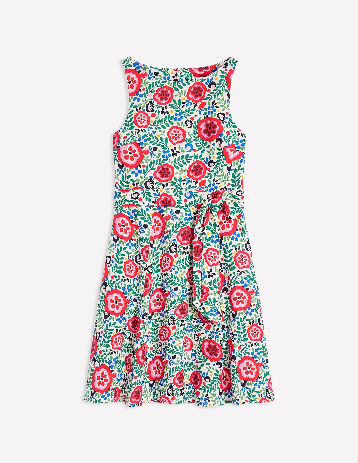 Anya Sleeveless Linen Dress-Multi, Foliage Scatter - Image 6