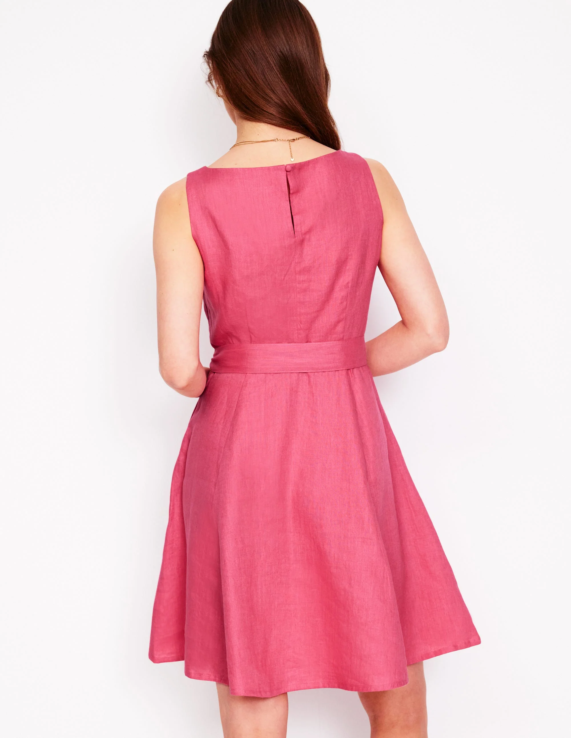 Anya Sleeveless Linen Dress-Rose Pink - Image 3