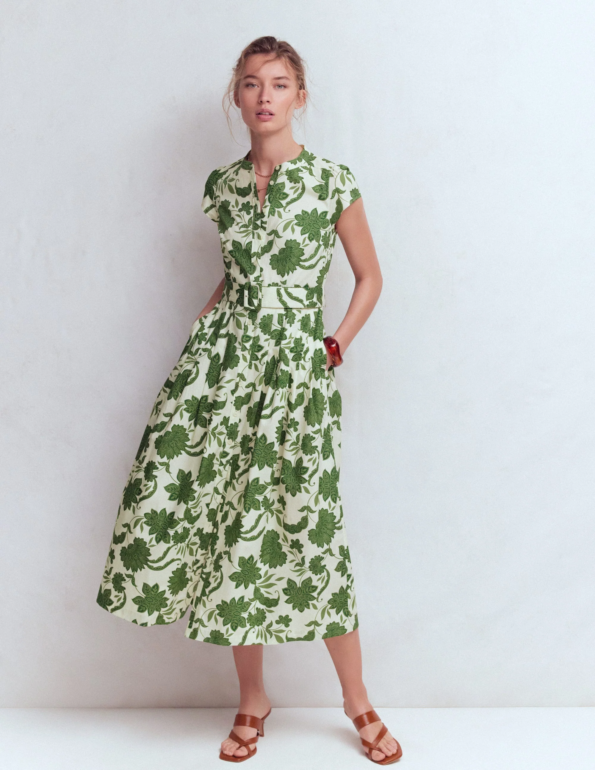 Arabella Cotton Maxi Dress-Green Elegant Blossom - Image 4
