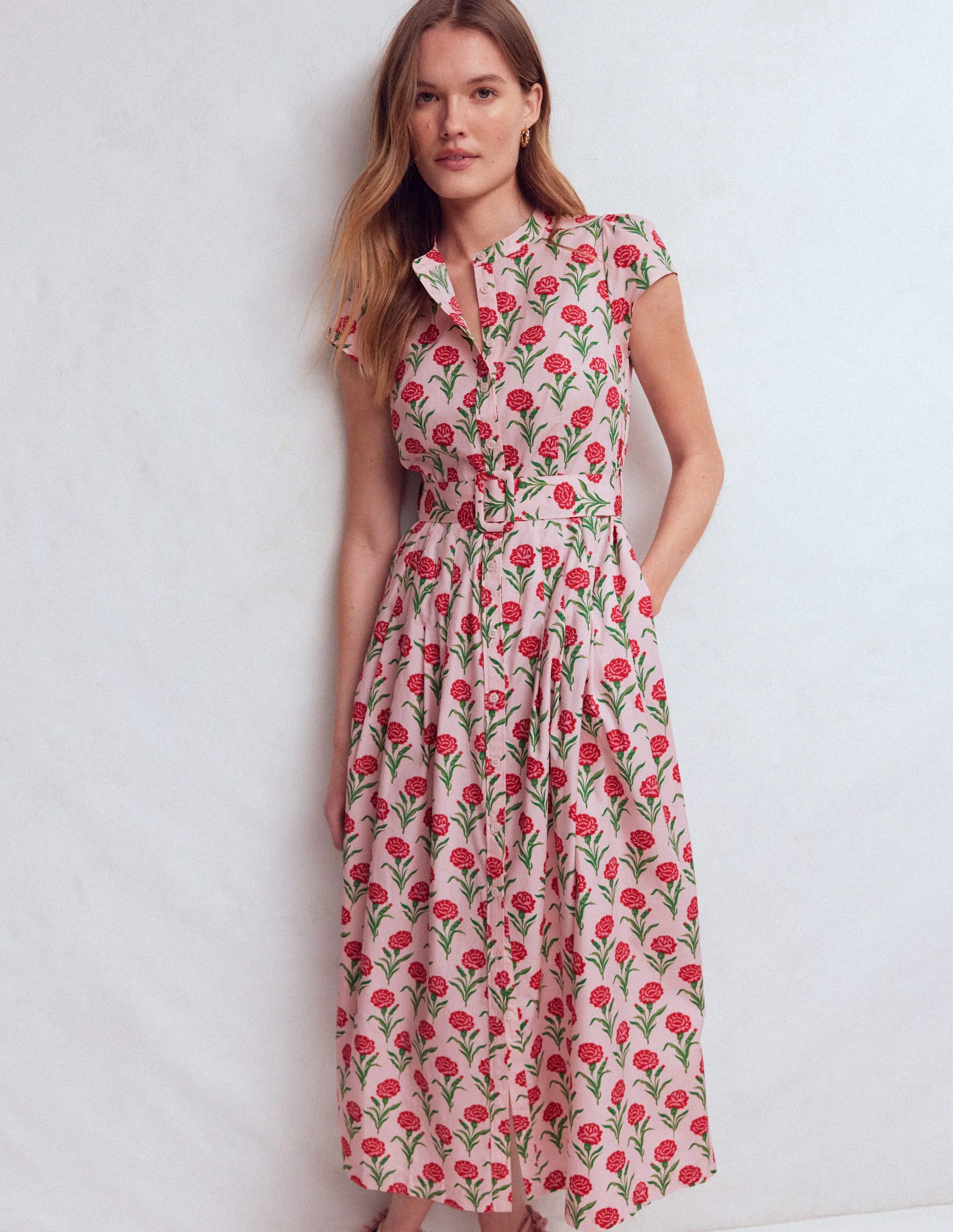 Arabella Cotton Maxi Dress-Pink Carnation Stem - Image 2