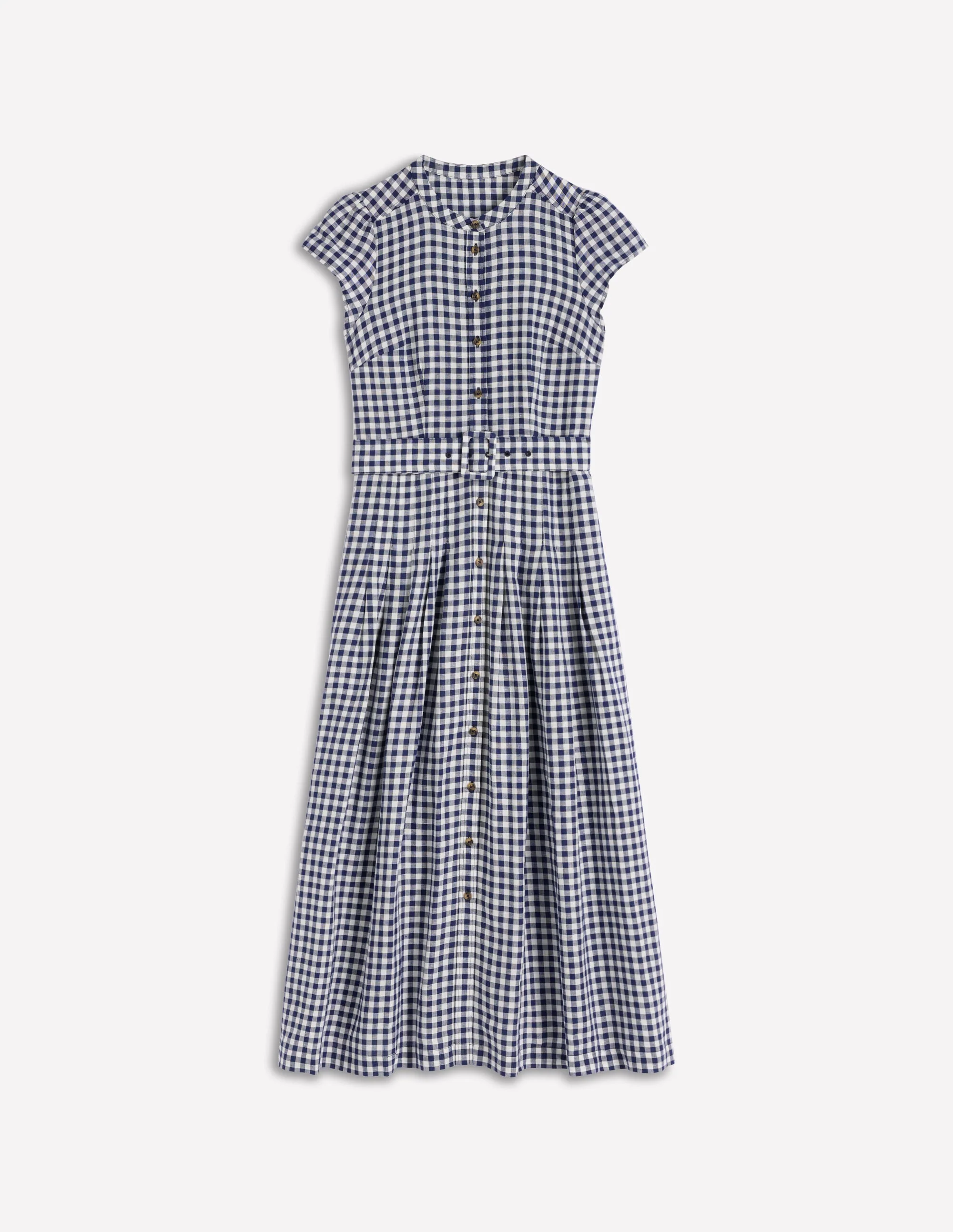 Arabella Linen Blend Dress-Navy Gingham - Image 6