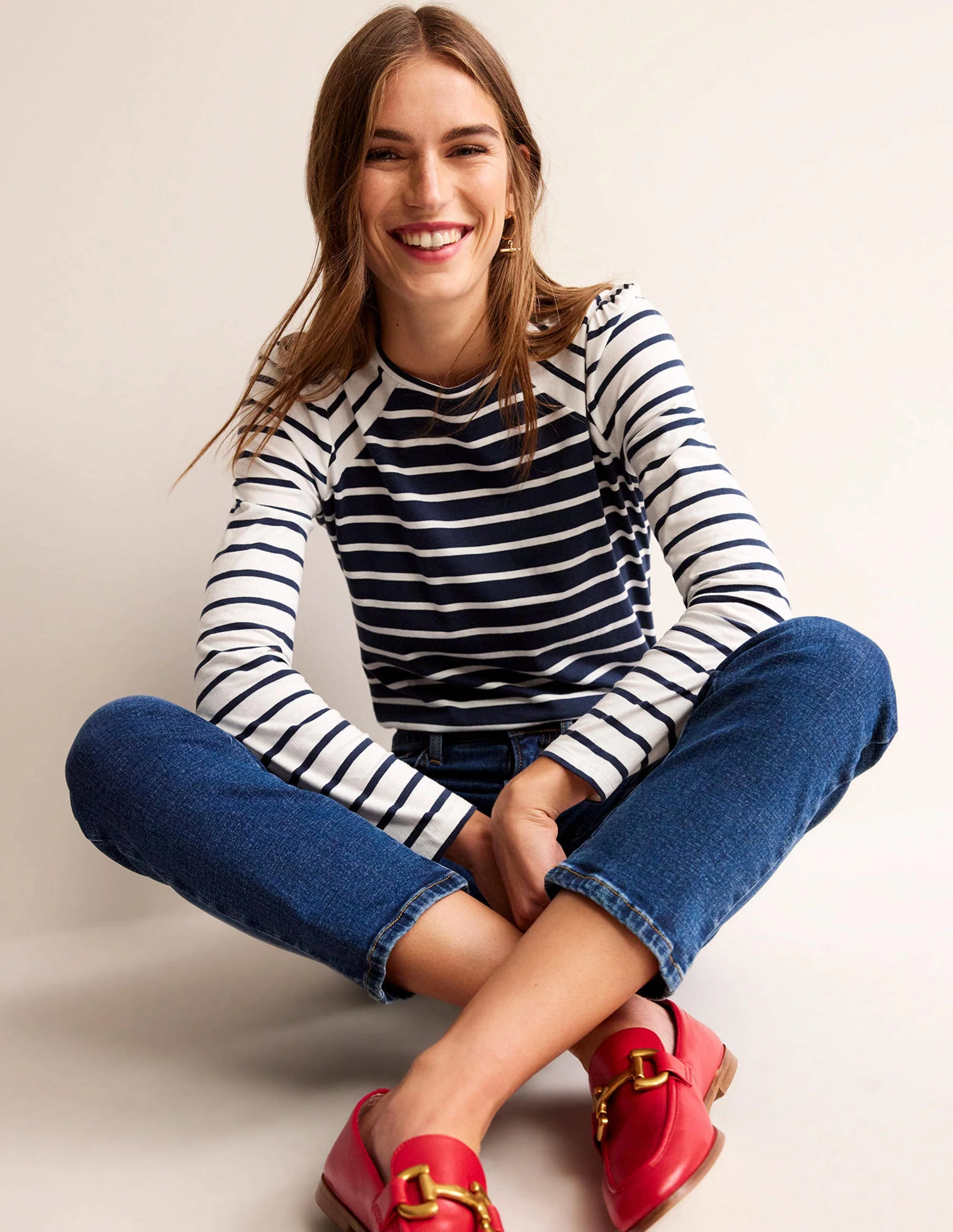 Arabella Stripe T-Shirt-French Navy, Ivory Hotch - Image 2
