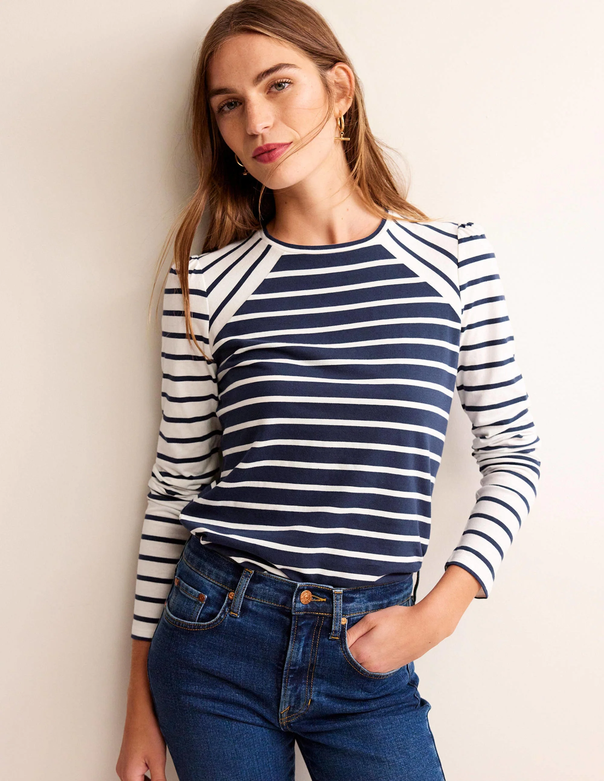 Arabella Stripe T-Shirt-French Navy, Ivory Hotch - Image 4
