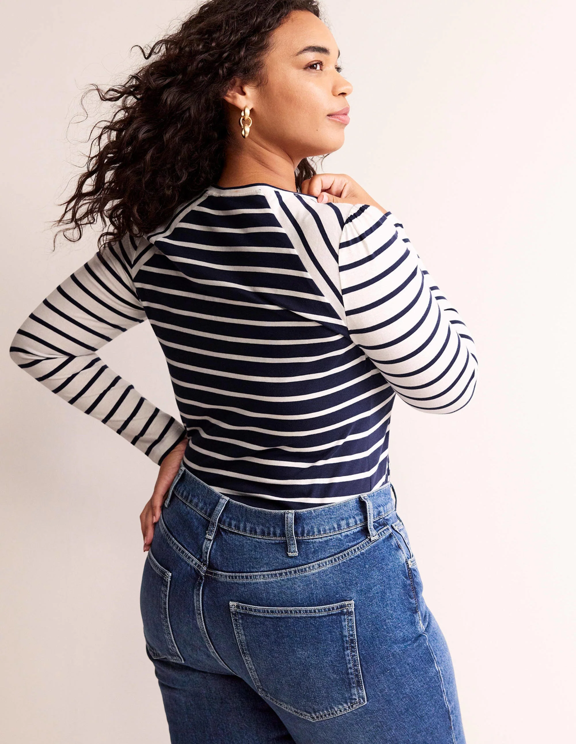 Arabella Stripe T-Shirt-French Navy, Ivory Hotch - Image 6