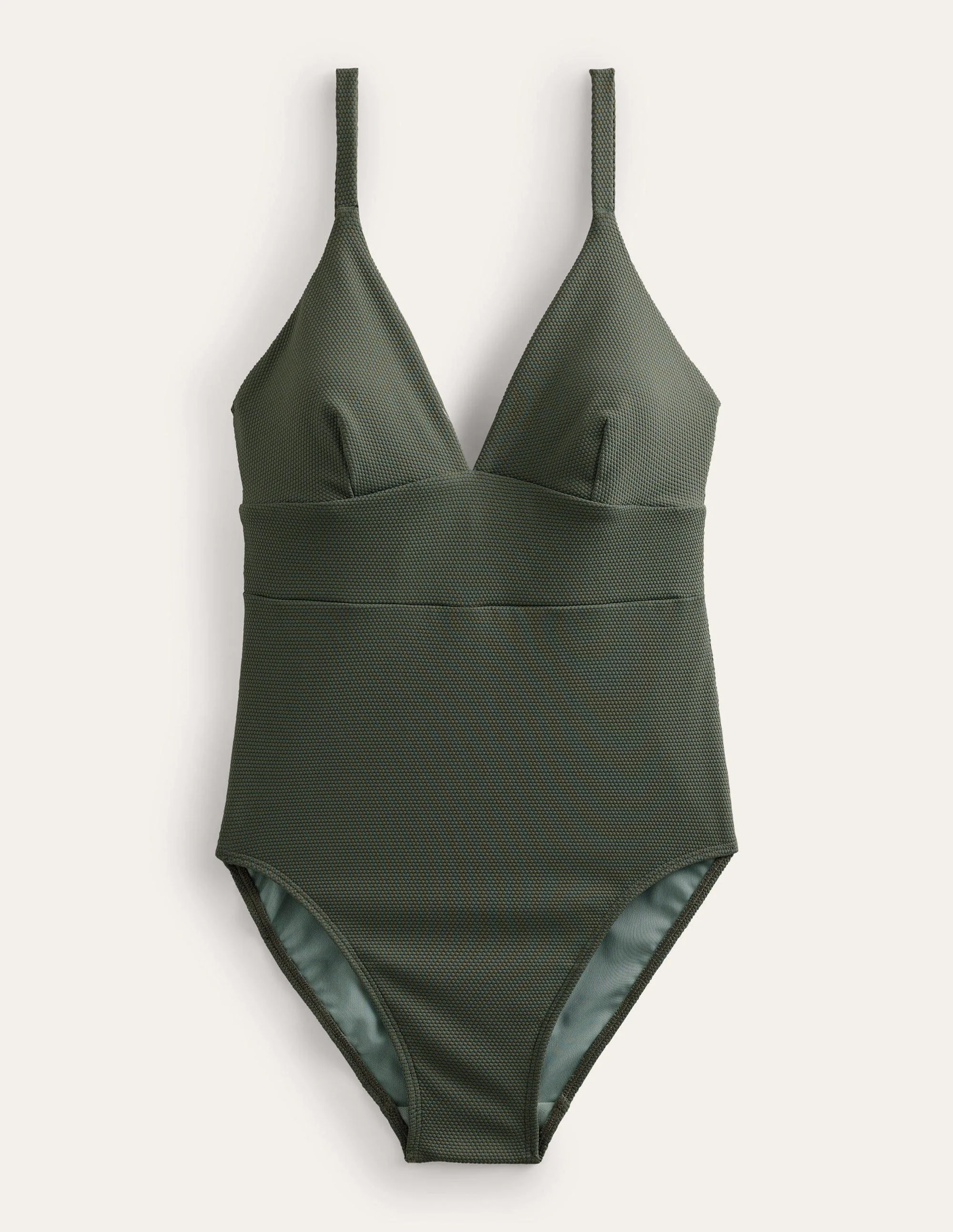 Arezzo V-neck Panel Swimsuit-Khaki Texture - Image 5