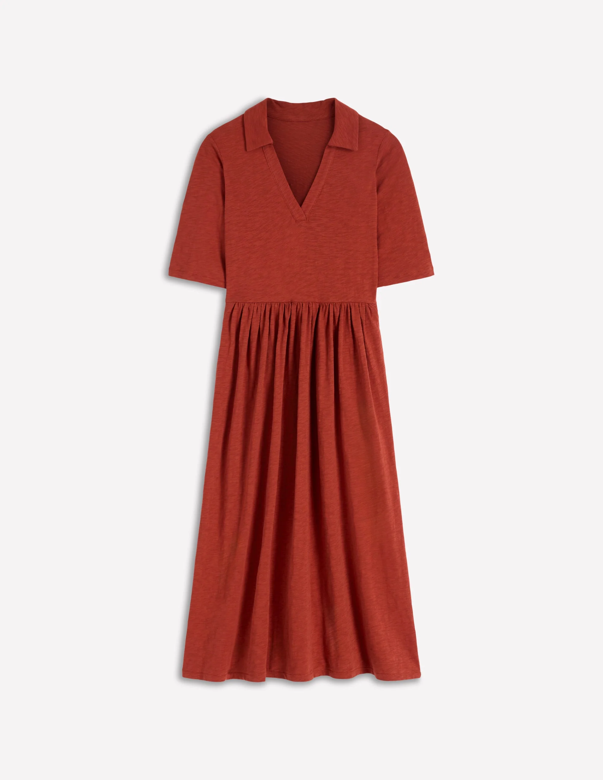 Aria Collared Jersey Dress-Burnt Orange - Image 6