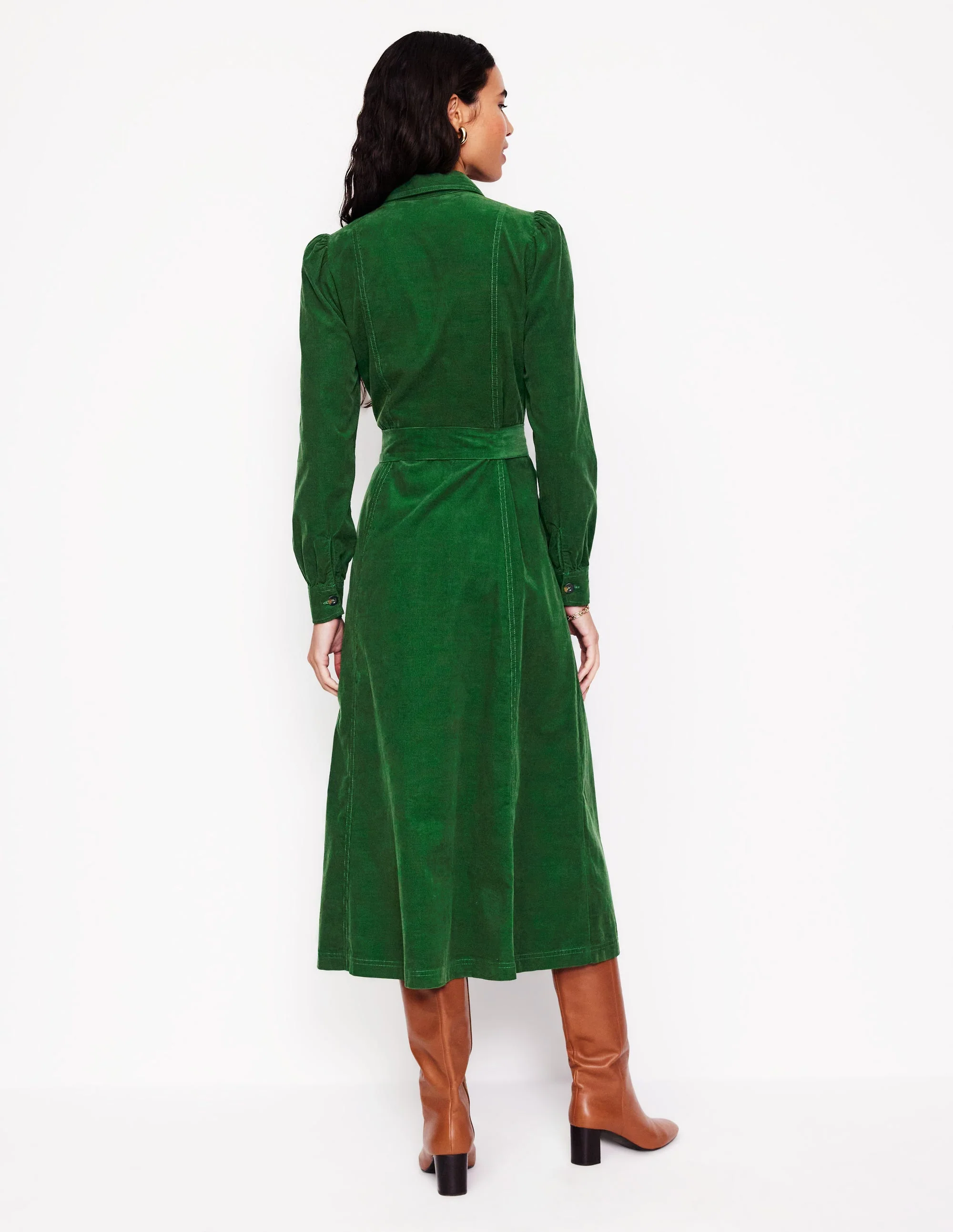 Aubrey Cord Midi Shirt Dress-Eden - Image 3