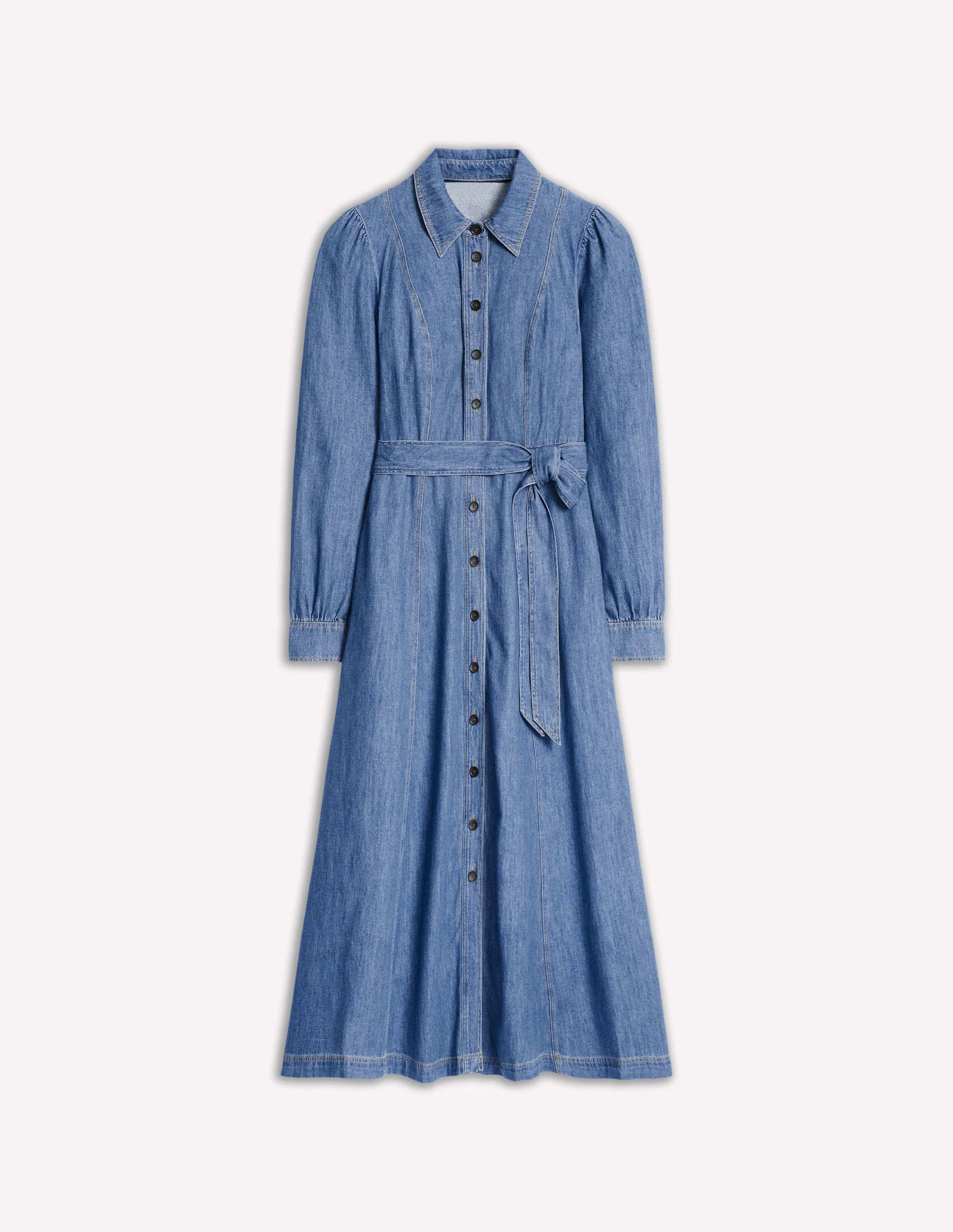 Aubrey Denim Midi Shirt Dress-Light Vintage Denim - Image 9