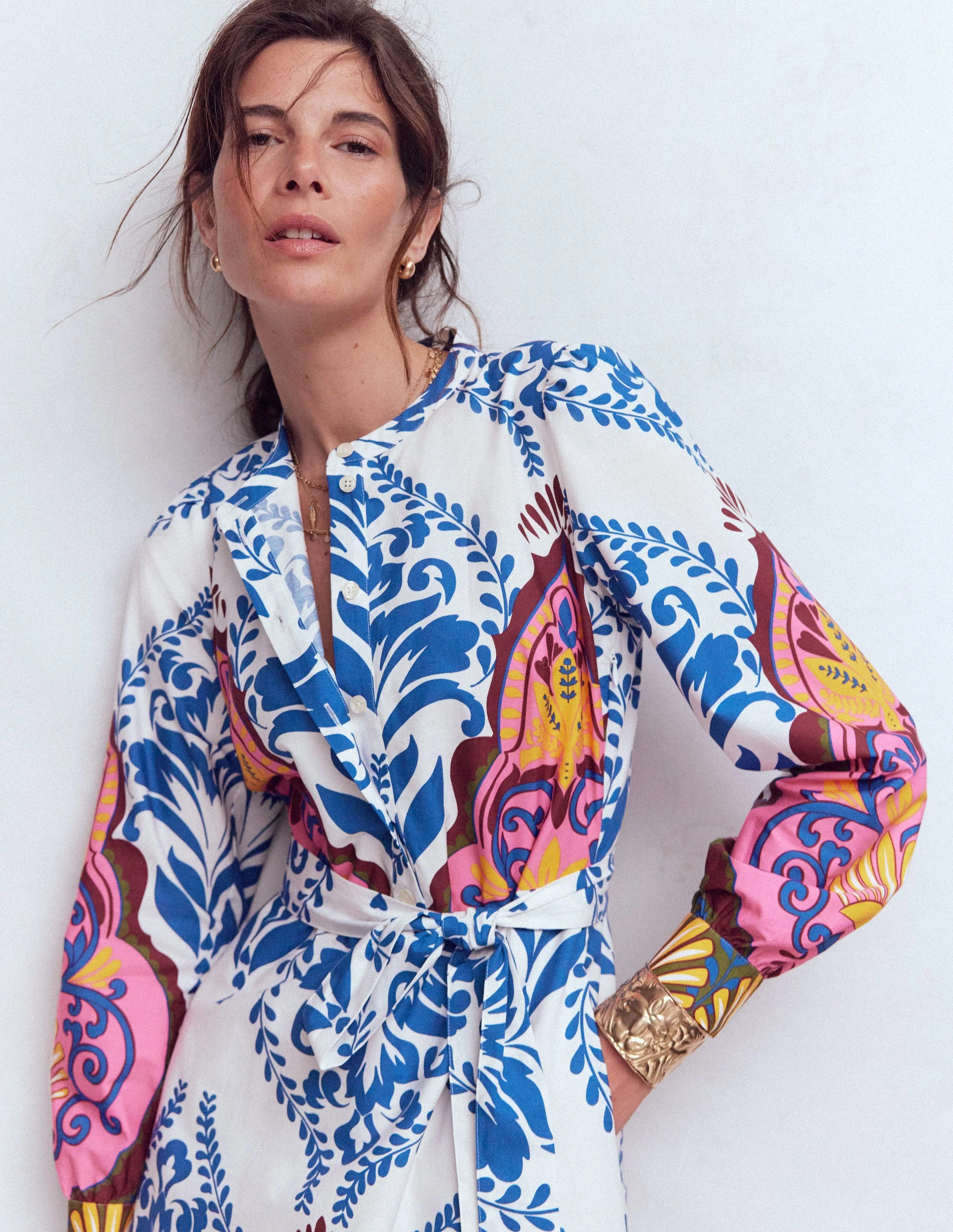 Ava Cotton Midi Dress-Multi, Ornamental Garden - Image 4