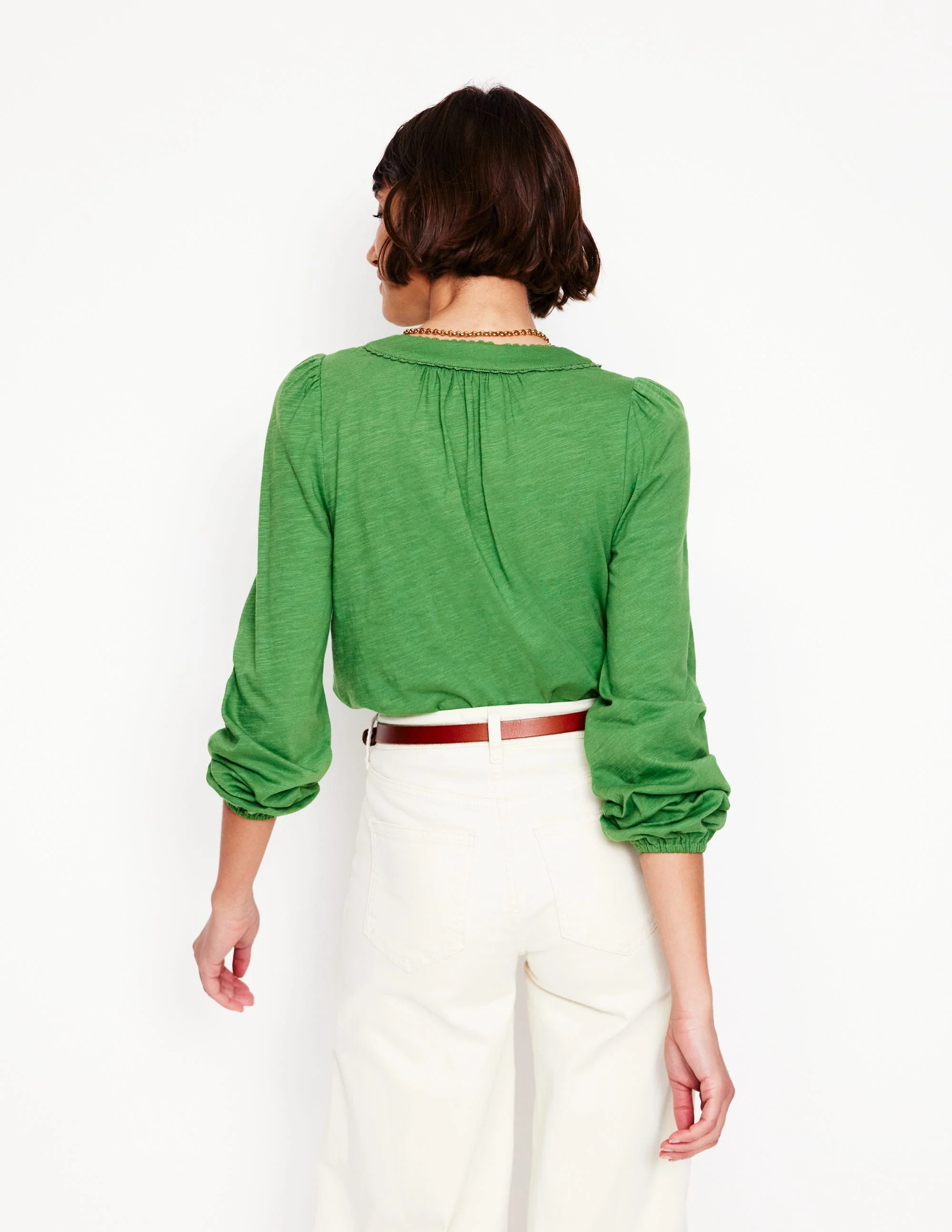 Ava Long Sleeve Trim Top-Paradise Green - Image 2