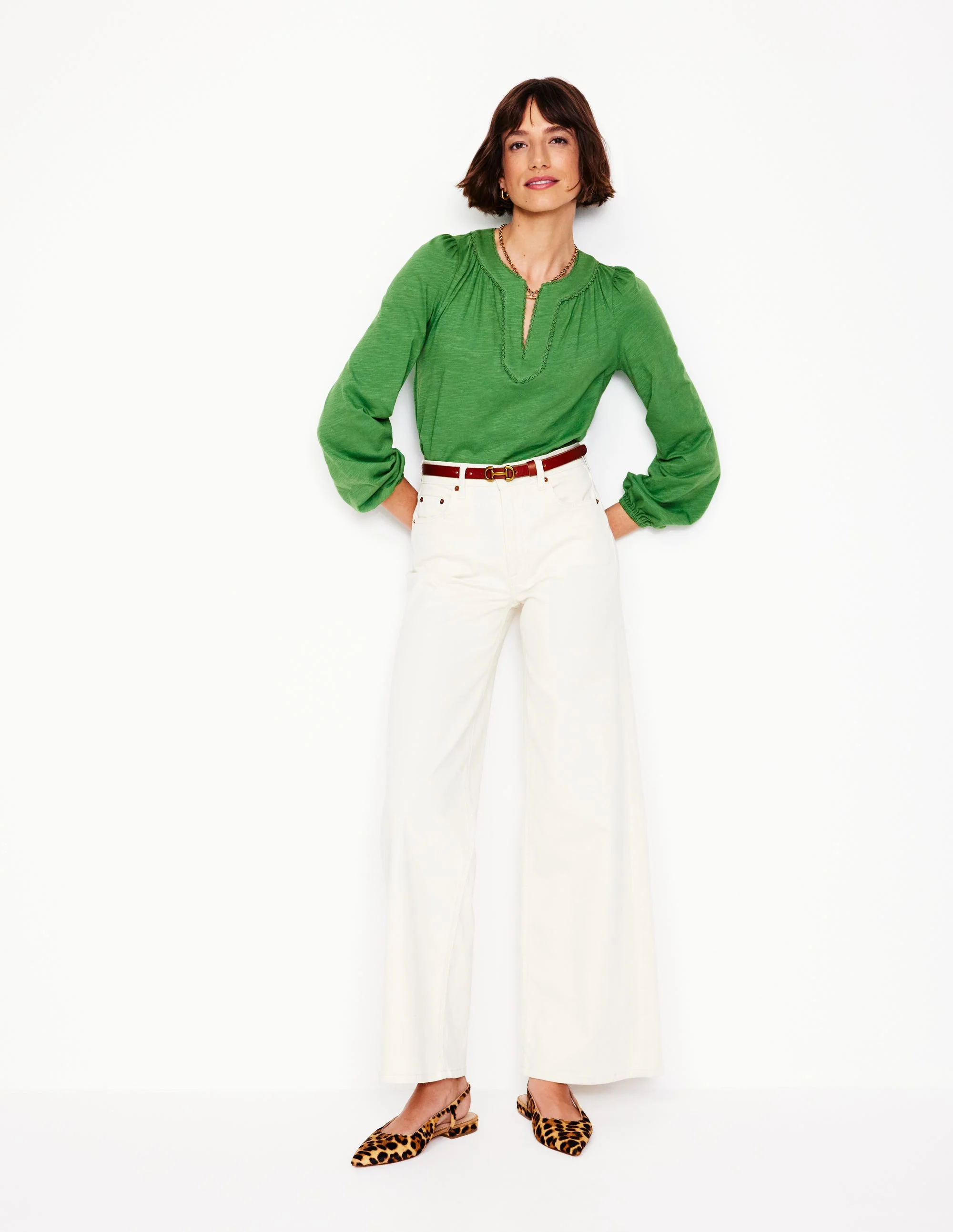 Ava Long Sleeve Trim Top-Paradise Green - Image 4