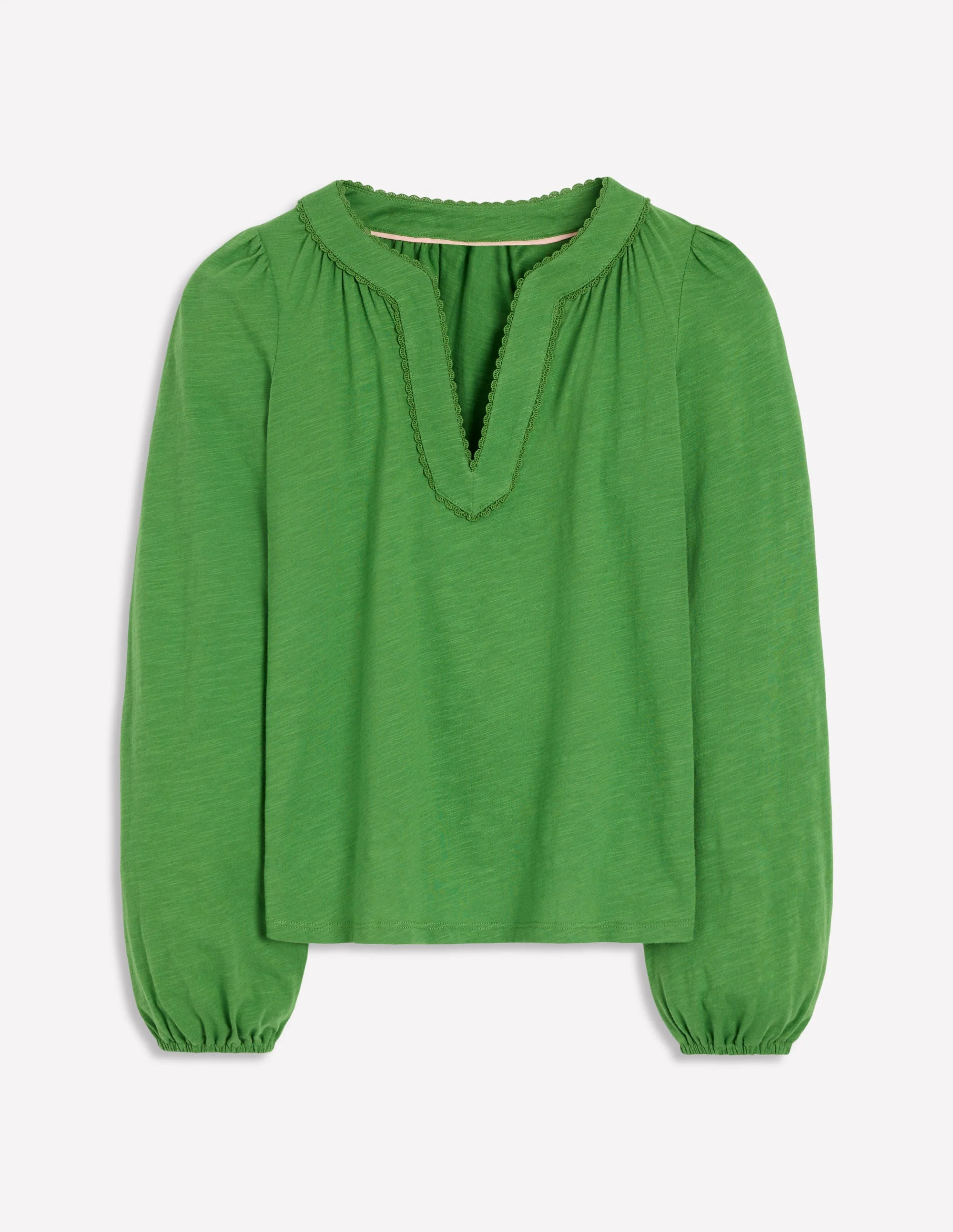 Ava Long Sleeve Trim Top-Paradise Green - Image 5